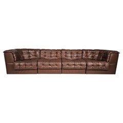 De Sede DS-11 Canapé modulable en cuir Brown original, années 1970