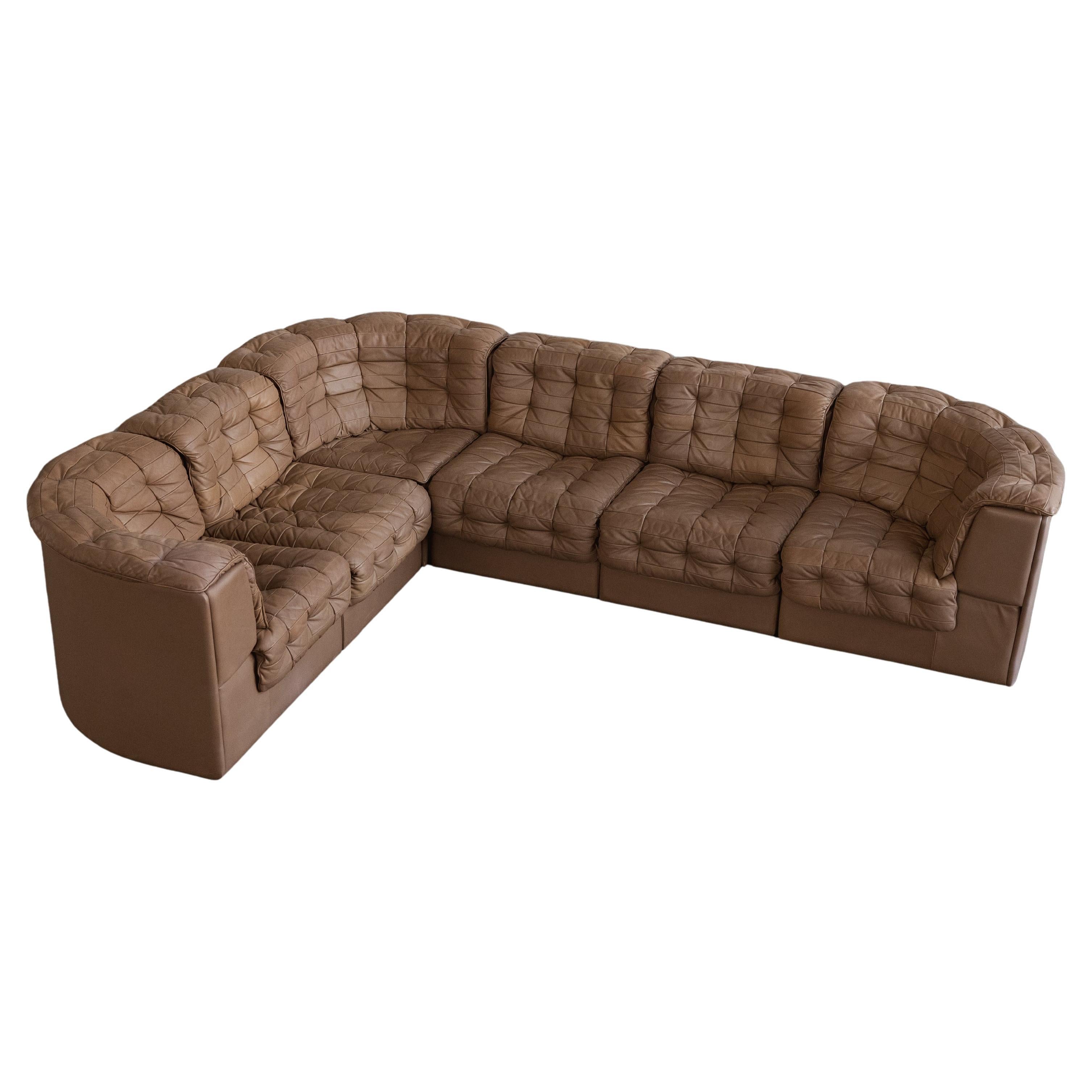 De Sede "DS-11" Modular Sofa, Natural Leather, 1970, Set of 6