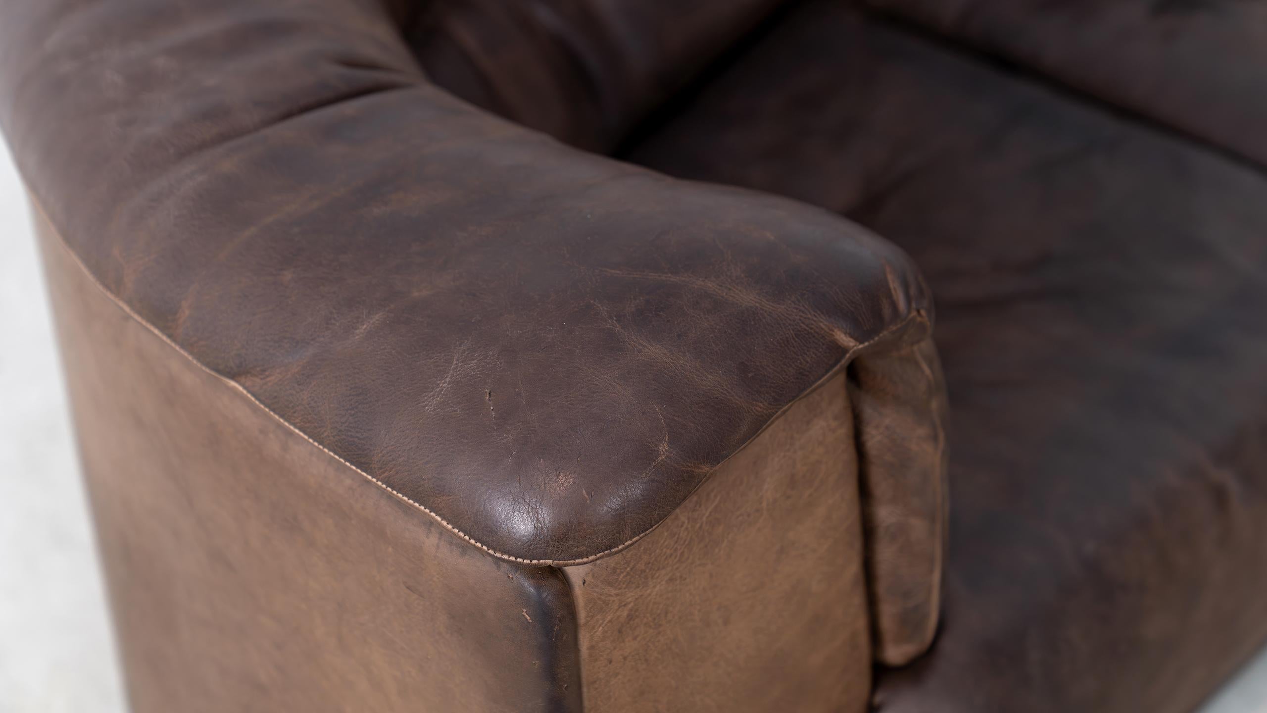 De Sede DS-11 Modular Sofa Neck Leather Brown 1970 Sectional Mid Century Modern 9