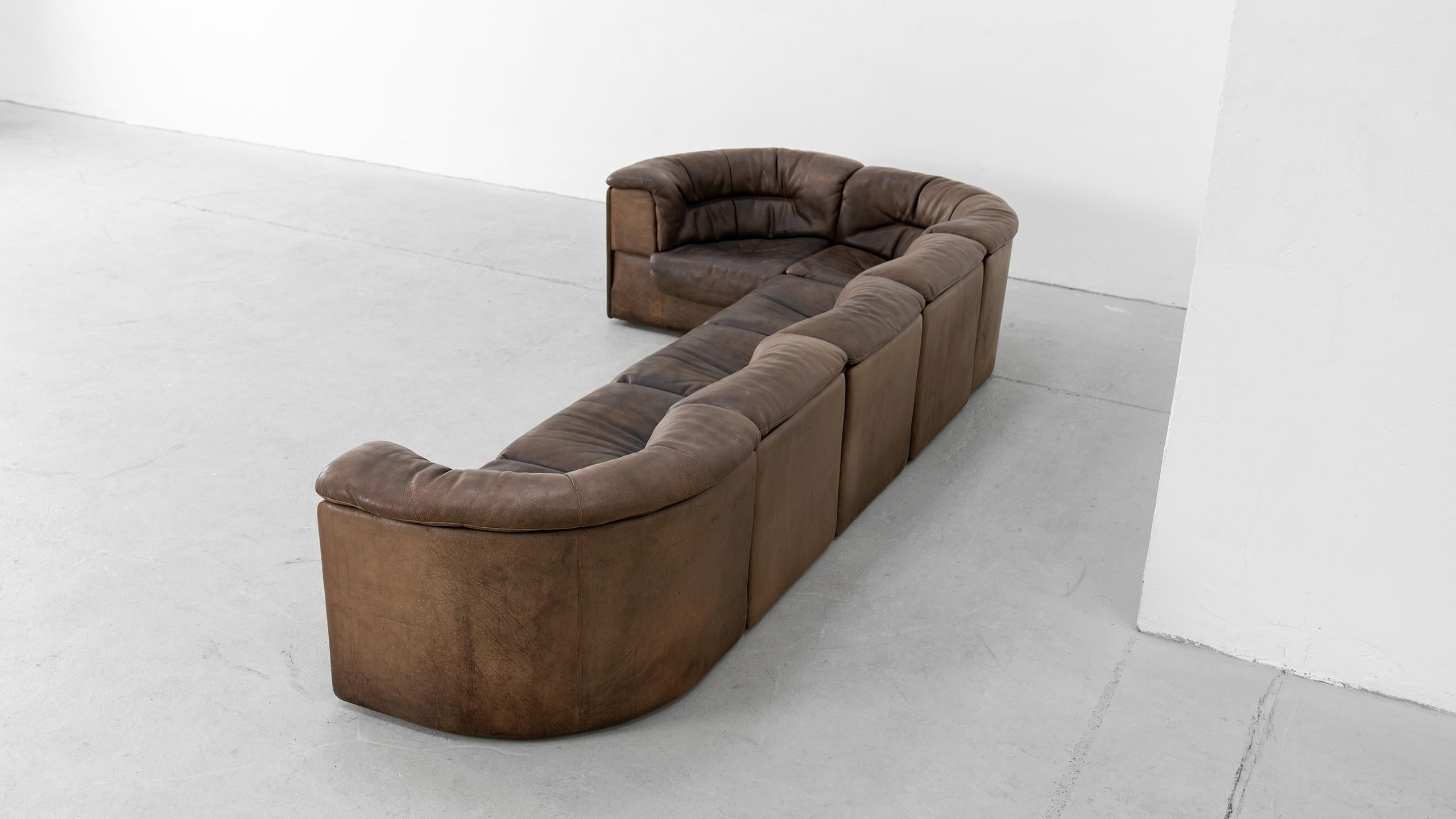 De Sede DS-11 Modular Sofa Neck Leather Brown 1970 Sectional Mid Century Modern 1
