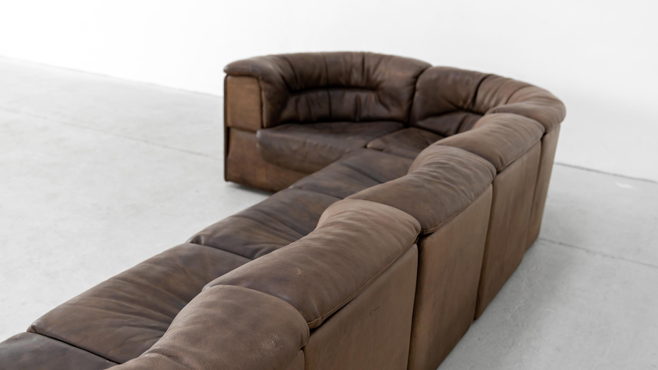 De Sede DS-11 Modular Sofa Neck Leather Brown 1970 Sectional Mid Century Modern 2