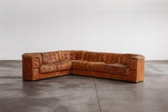 De Sede "DS-11" Modular Sofa, Patinated Cognac Leather, 1970, Set of 6