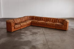 De Sede "DS-11" Modular Sofa, Patinated Cognac Leather, 1970, Set of 8