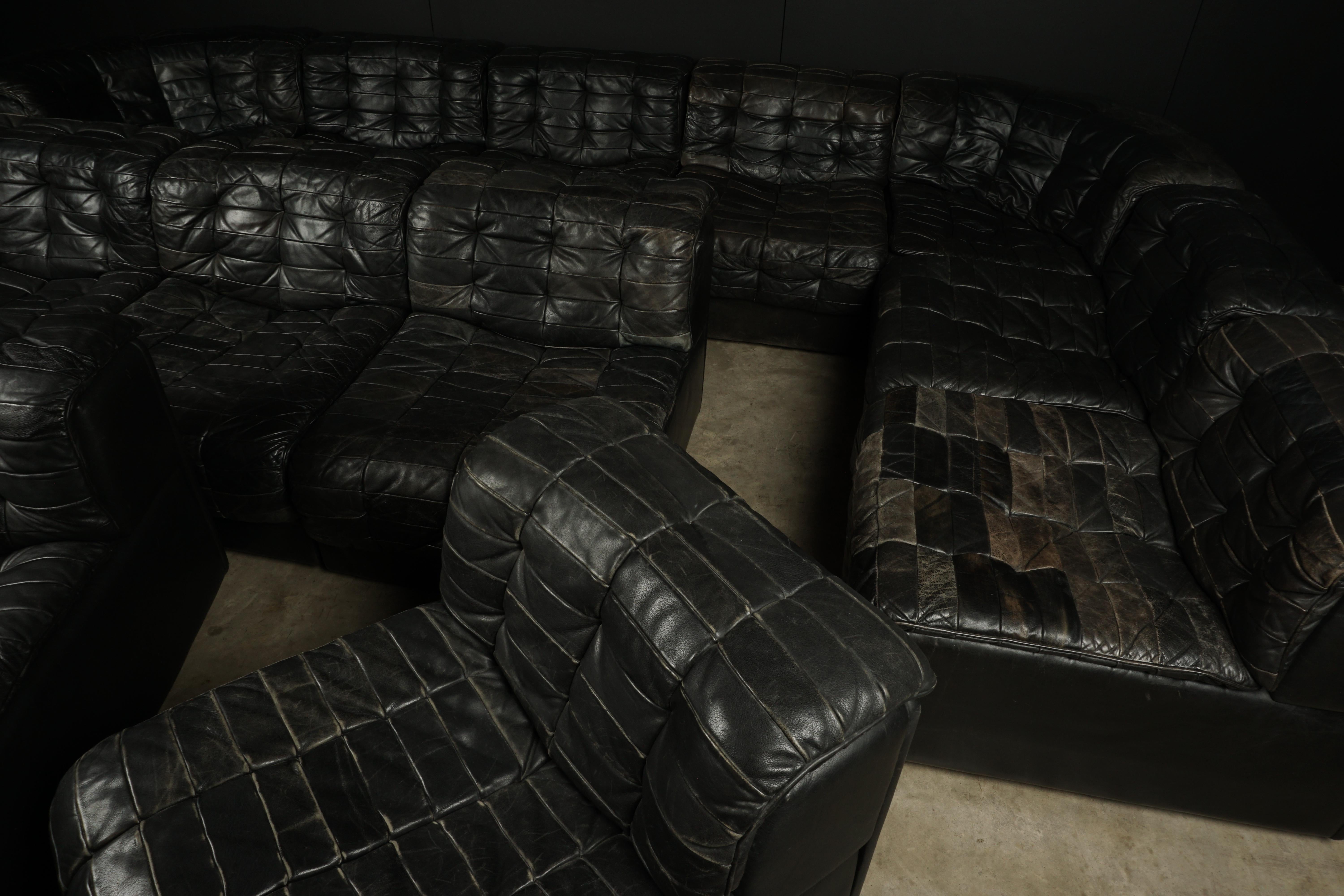 black leather sofa