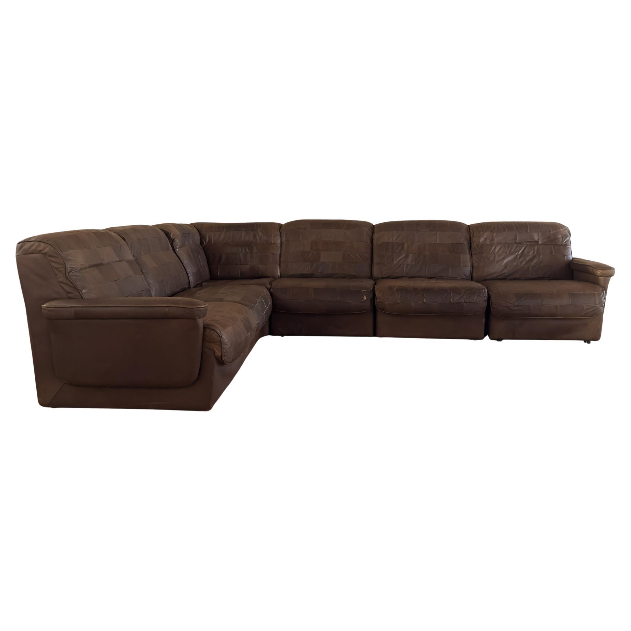 De Sede DS-11 Sofá seccional modular de seis piezas de cuero patchwork, Suiza, 1 en venta