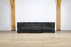 De Sede DS-11 Sofa in Deep Brown Patchwork Leather, 1970s