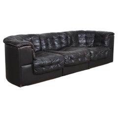 De Sede DS-11 Sofa in Deep Brown Patchwork Leather, 1970s