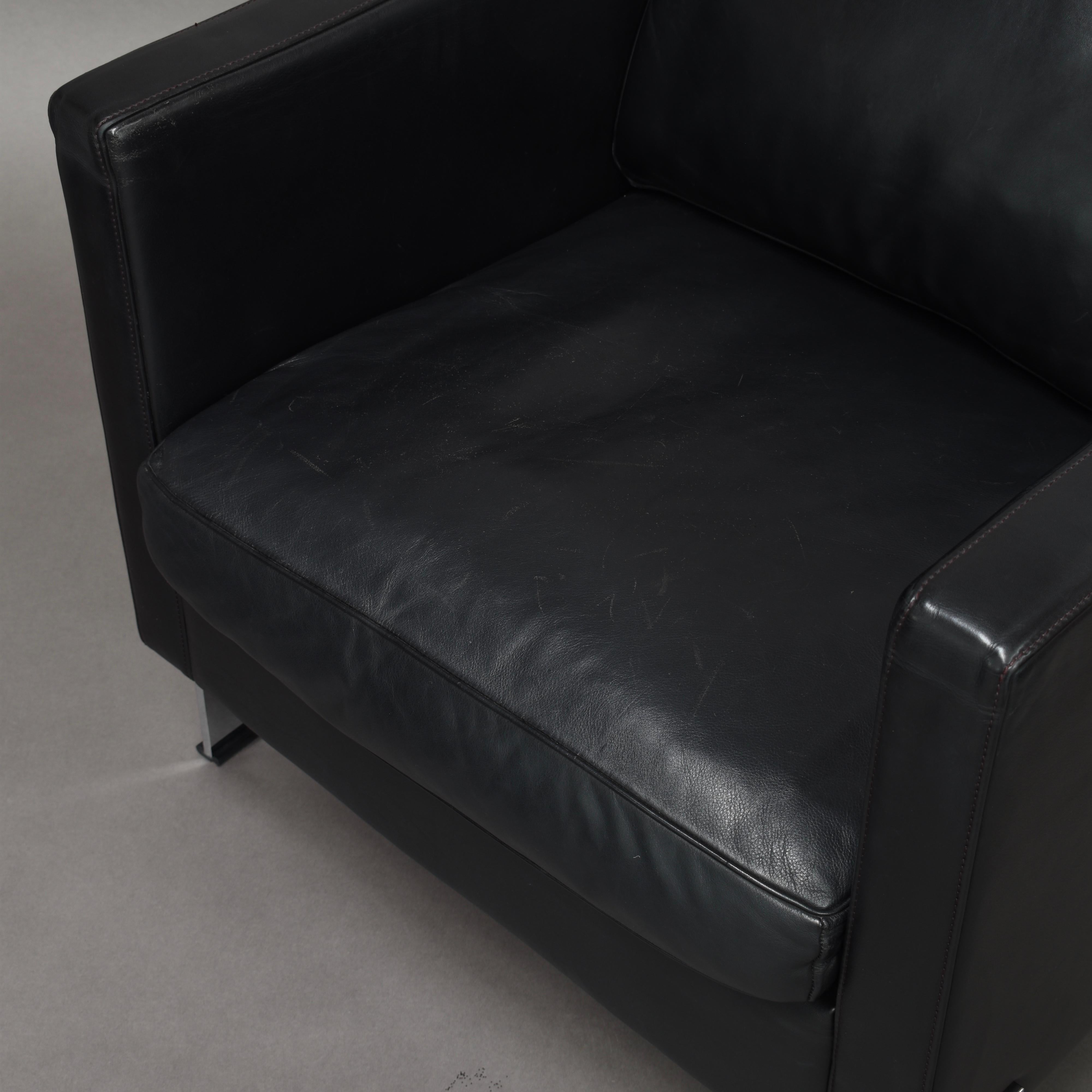 De Sede DS-118 Black Leather Lounge Armchairs, Switzerland 6