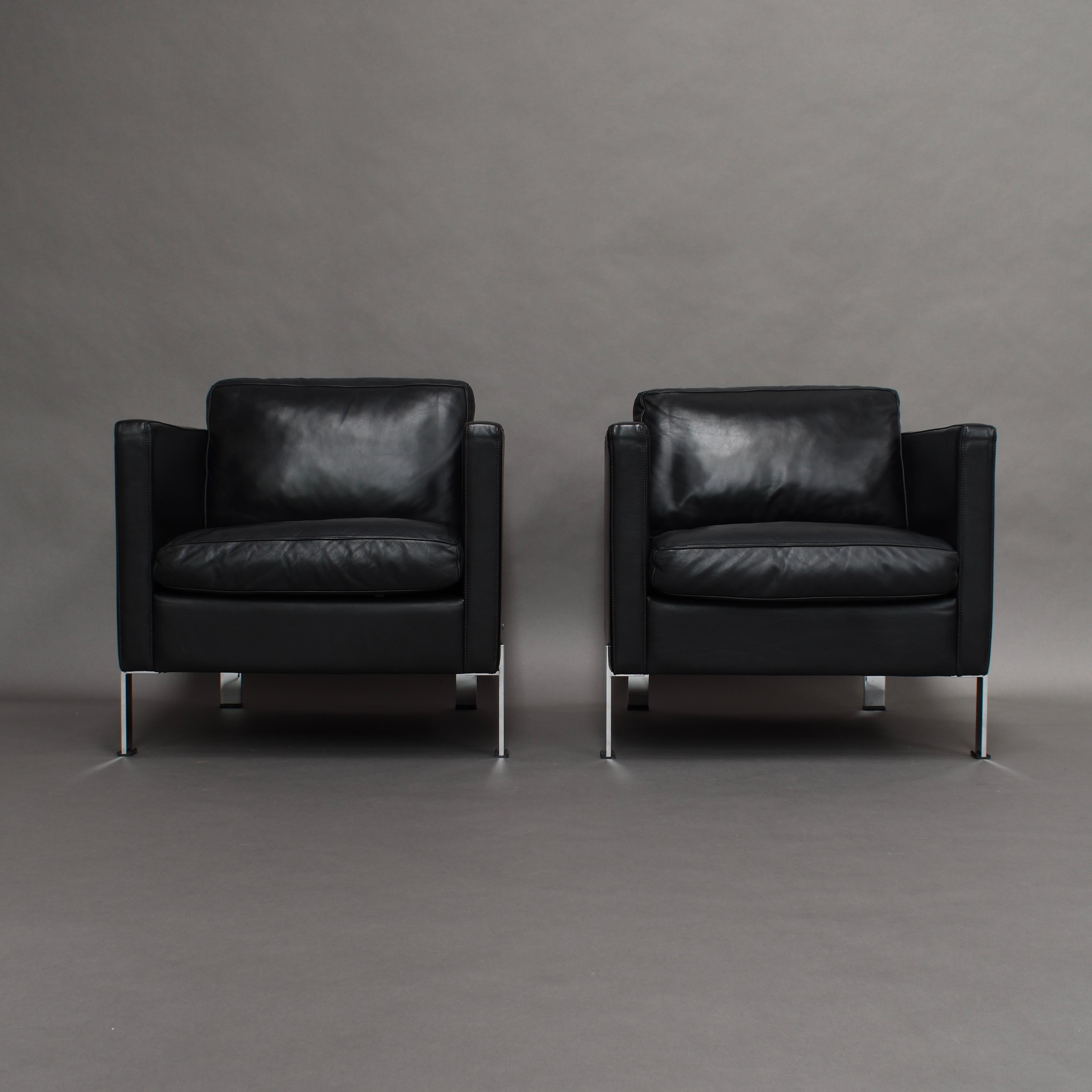 De Sede DS-118 Black Leather Lounge Armchairs, Switzerland In Good Condition In Pijnacker, Zuid-Holland