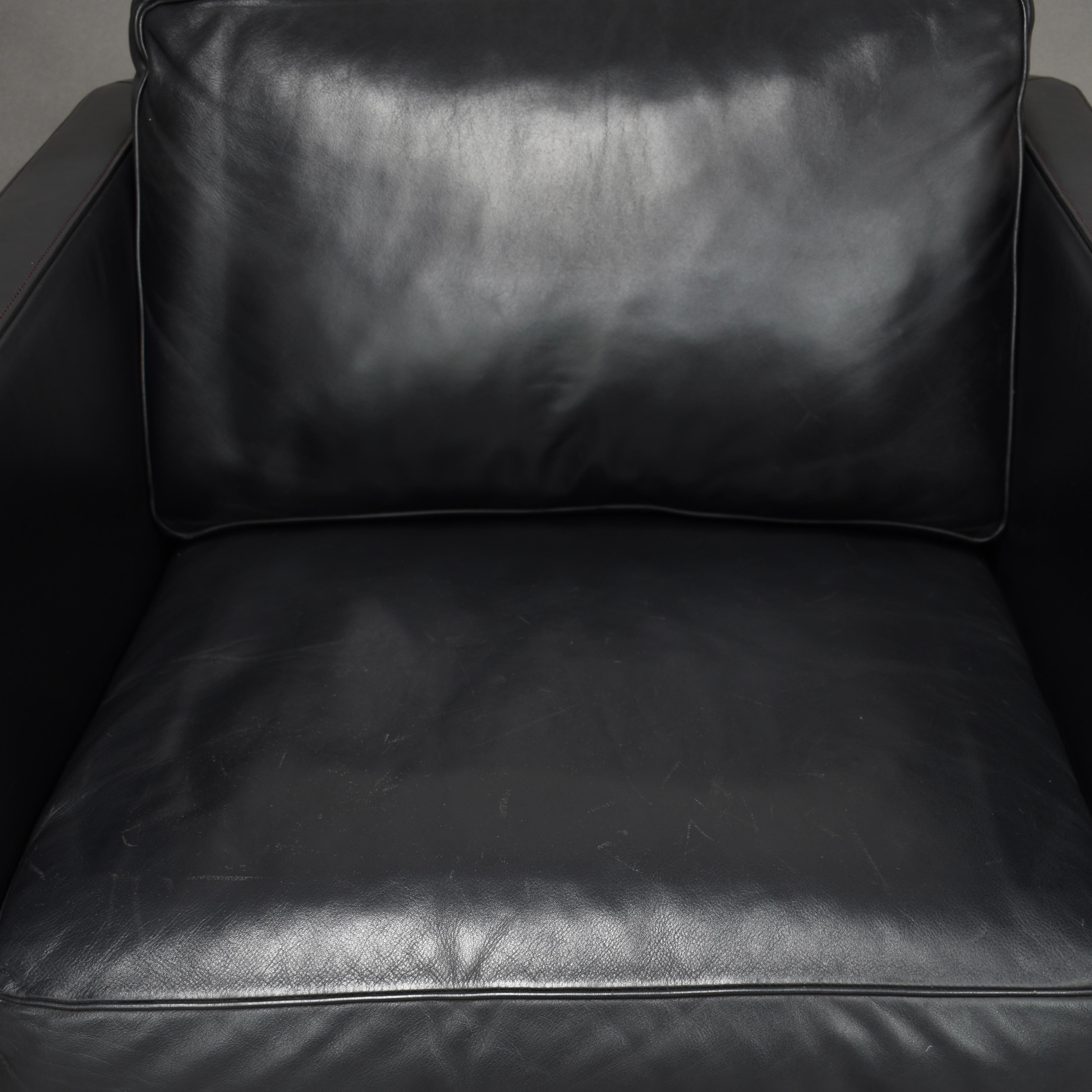 De Sede DS-118 Black Leather Lounge Armchairs, Switzerland 1