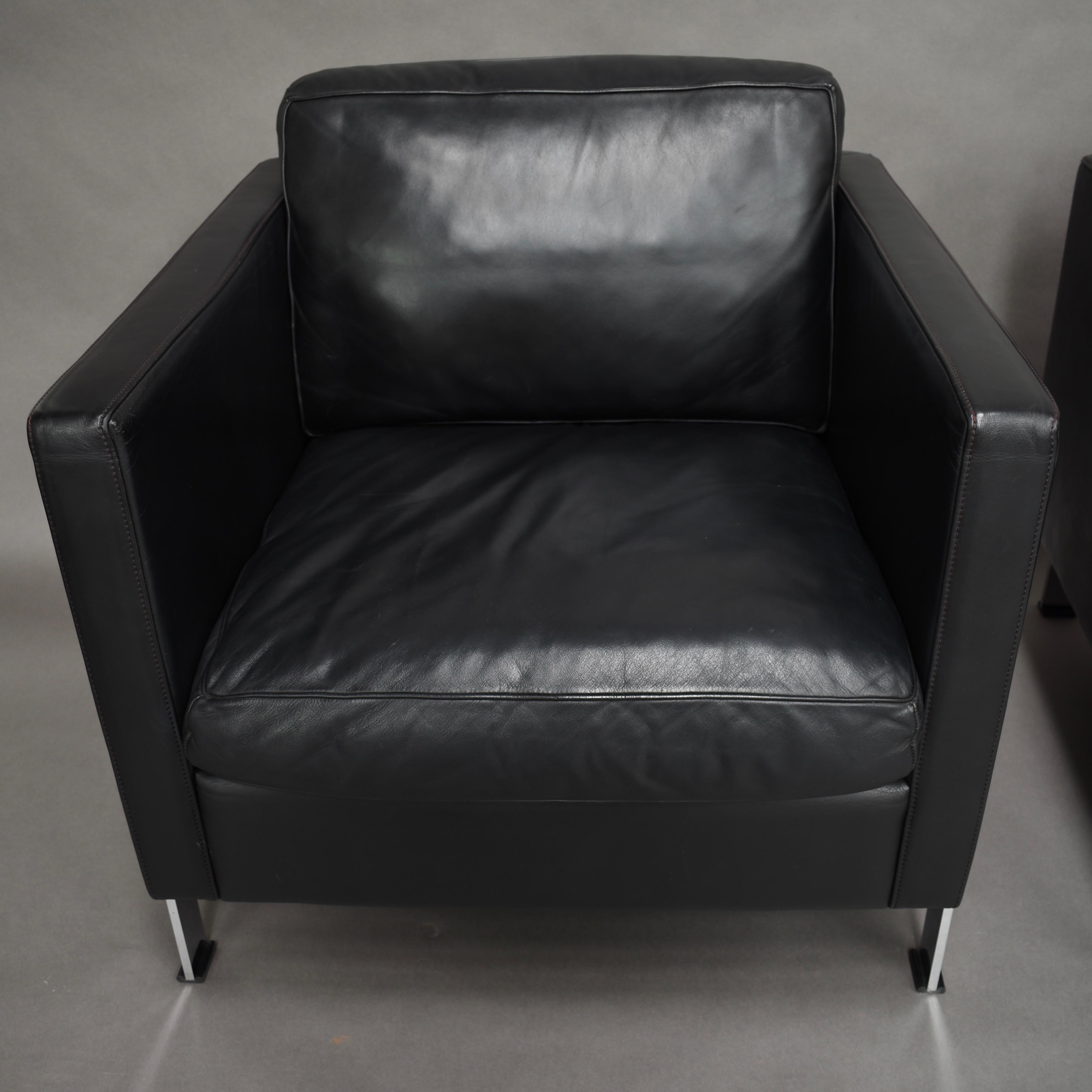 De Sede DS-118 Black Leather Lounge Armchairs, Switzerland 2