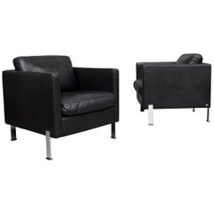 De Sede DS-118 Black Leather Lounge Armchairs, Switzerland