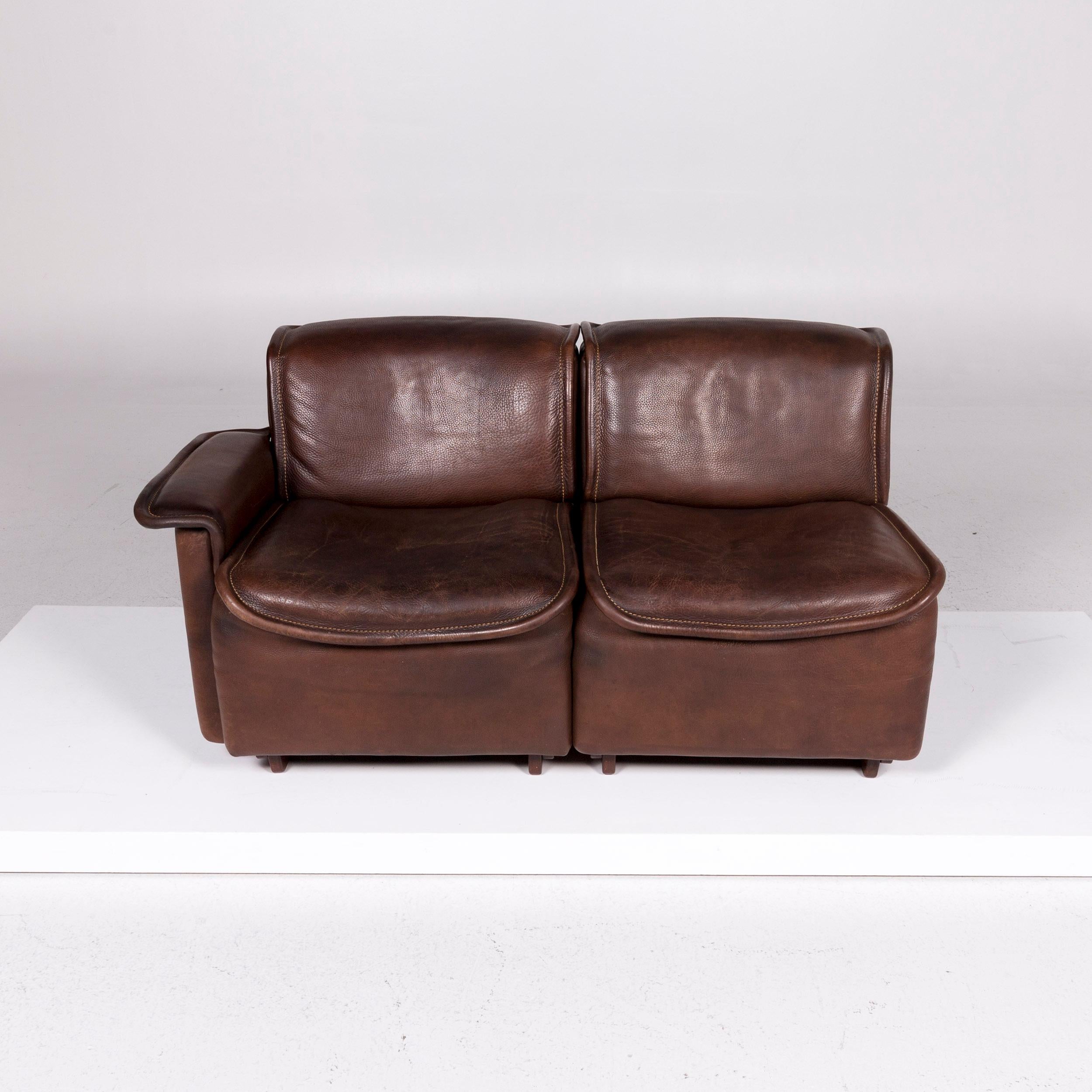 De Sede DS 12 Leather Sofa Brown Two-Seat Couch For Sale 1