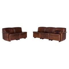 De Sede DS 12 Leather Sofa Set Braun 1 Three-Seat 1 Two-Seat Couch