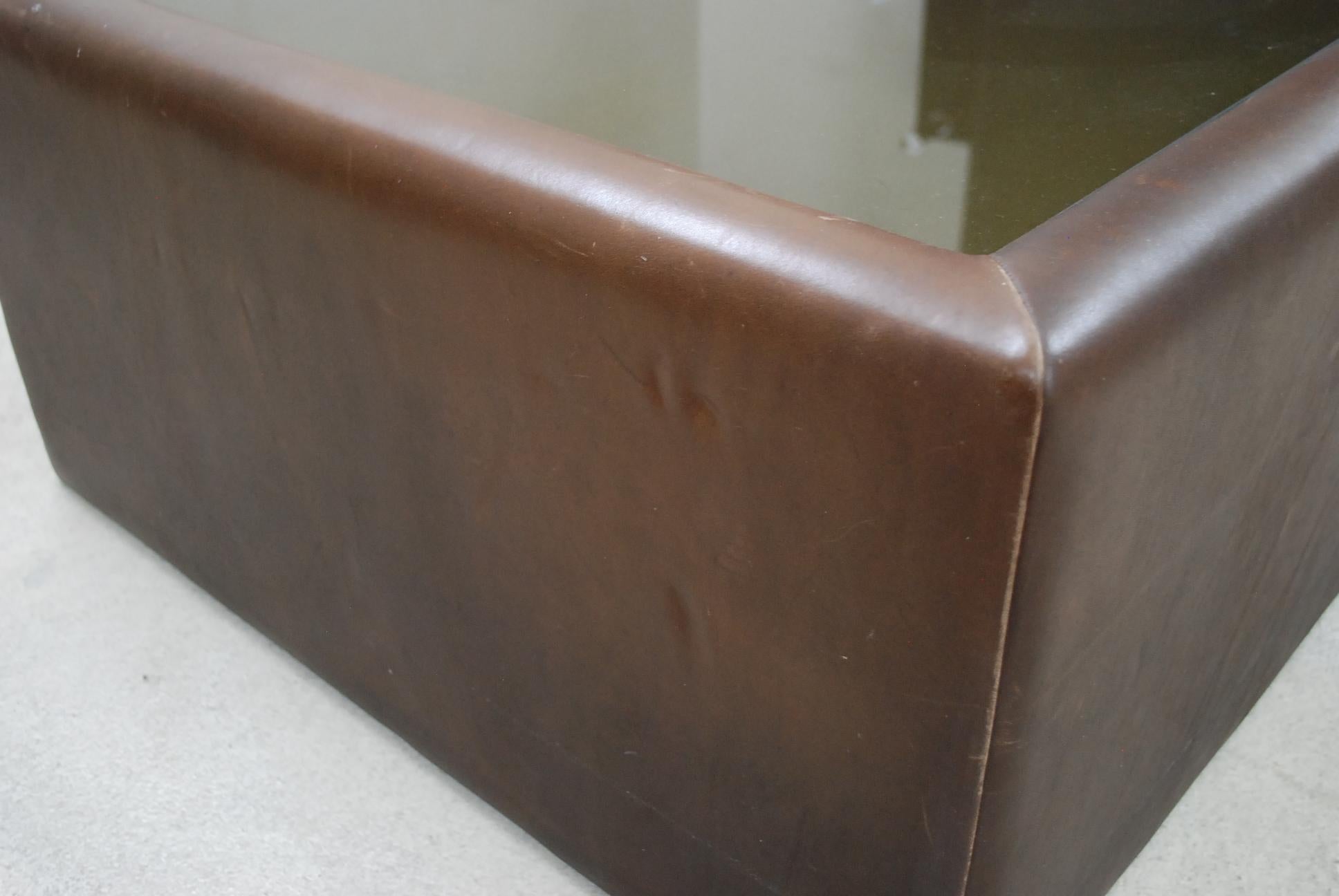 De Sede DS 12 Modular Vintage Neck Leather Sofa Brown and Coffee Table For Sale 5