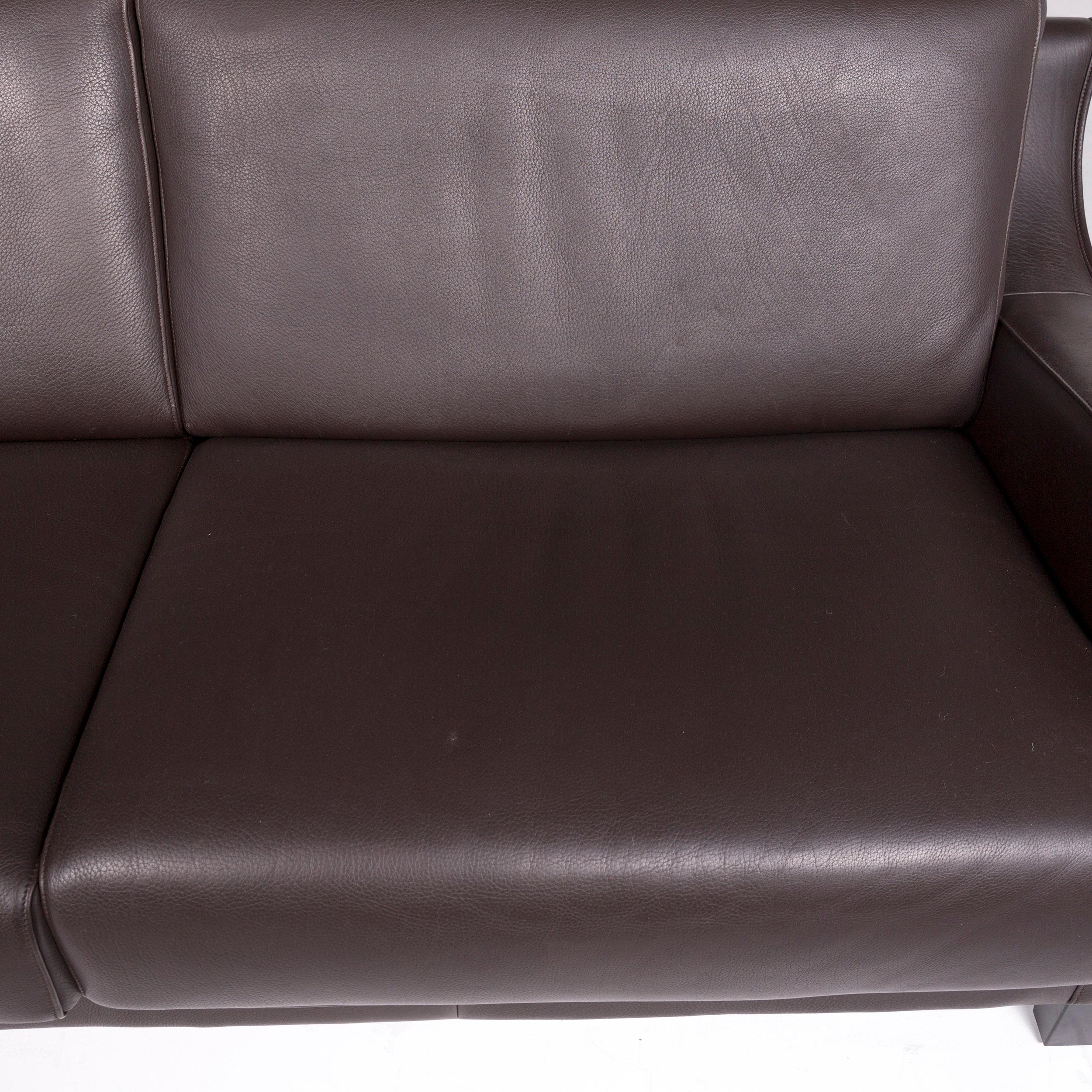 De Sede Ds 122 Leather Sofa Brown Dark Brown Two-Seat Couch In Good Condition For Sale In Cologne, DE