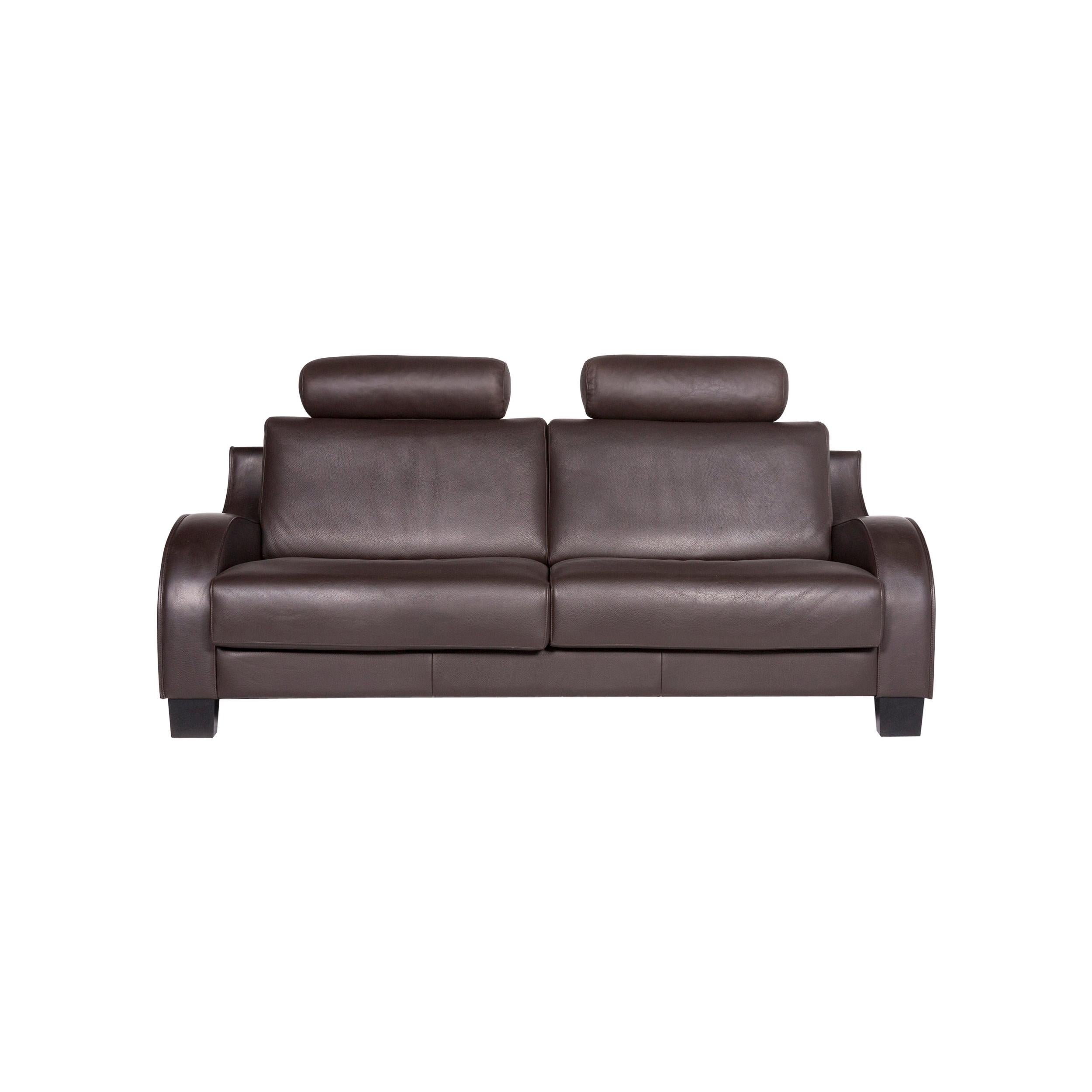 De Sede Ds 122 Leather Sofa Brown Dark Brown Two-Seat Couch For Sale