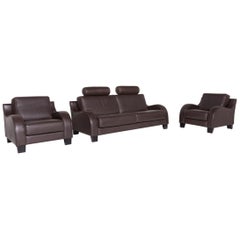 De Sede Ds 122 Leather Sofa Set Brown Dark Brown 1 Two-Seat 2 Armchair