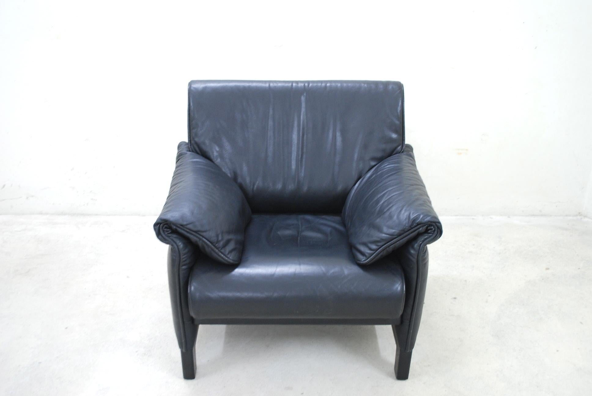 Modern De Sede DS 14 Black Leather Armchair For Sale