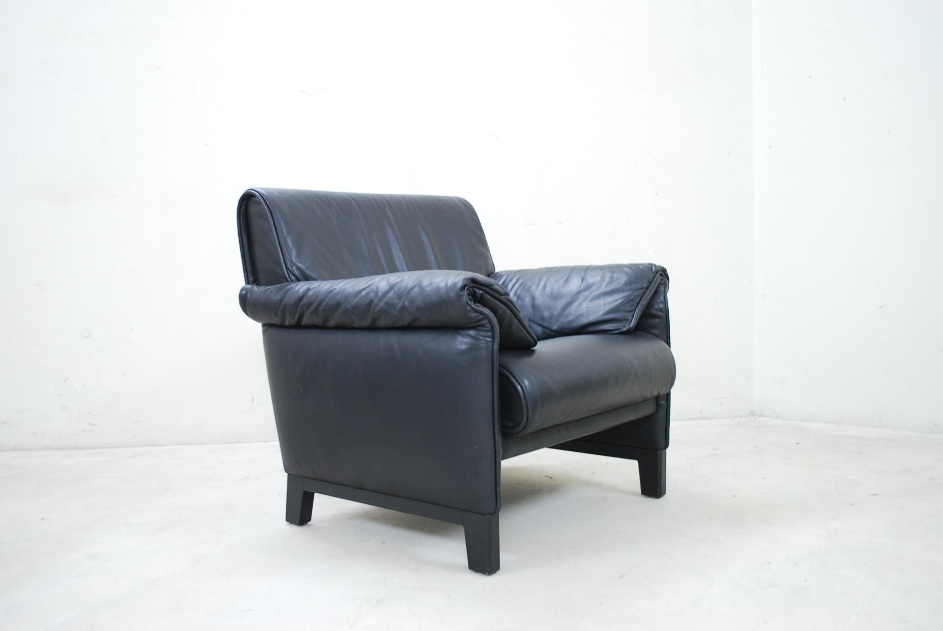 De Sede DS 14 Black Leather Armchair In Good Condition For Sale In Munich, Bavaria