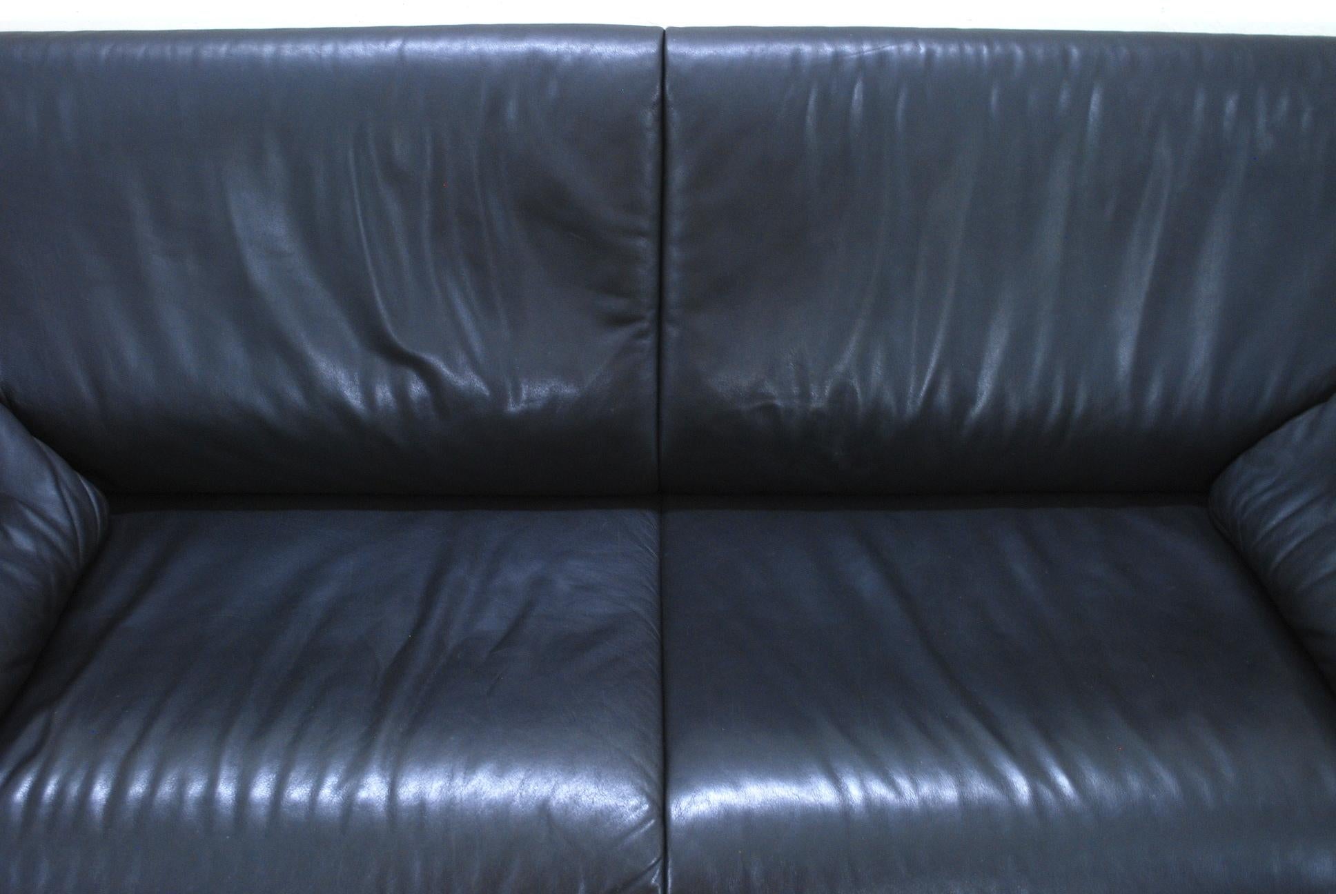 Modern De Sede DS 14 Black Leather Sofa