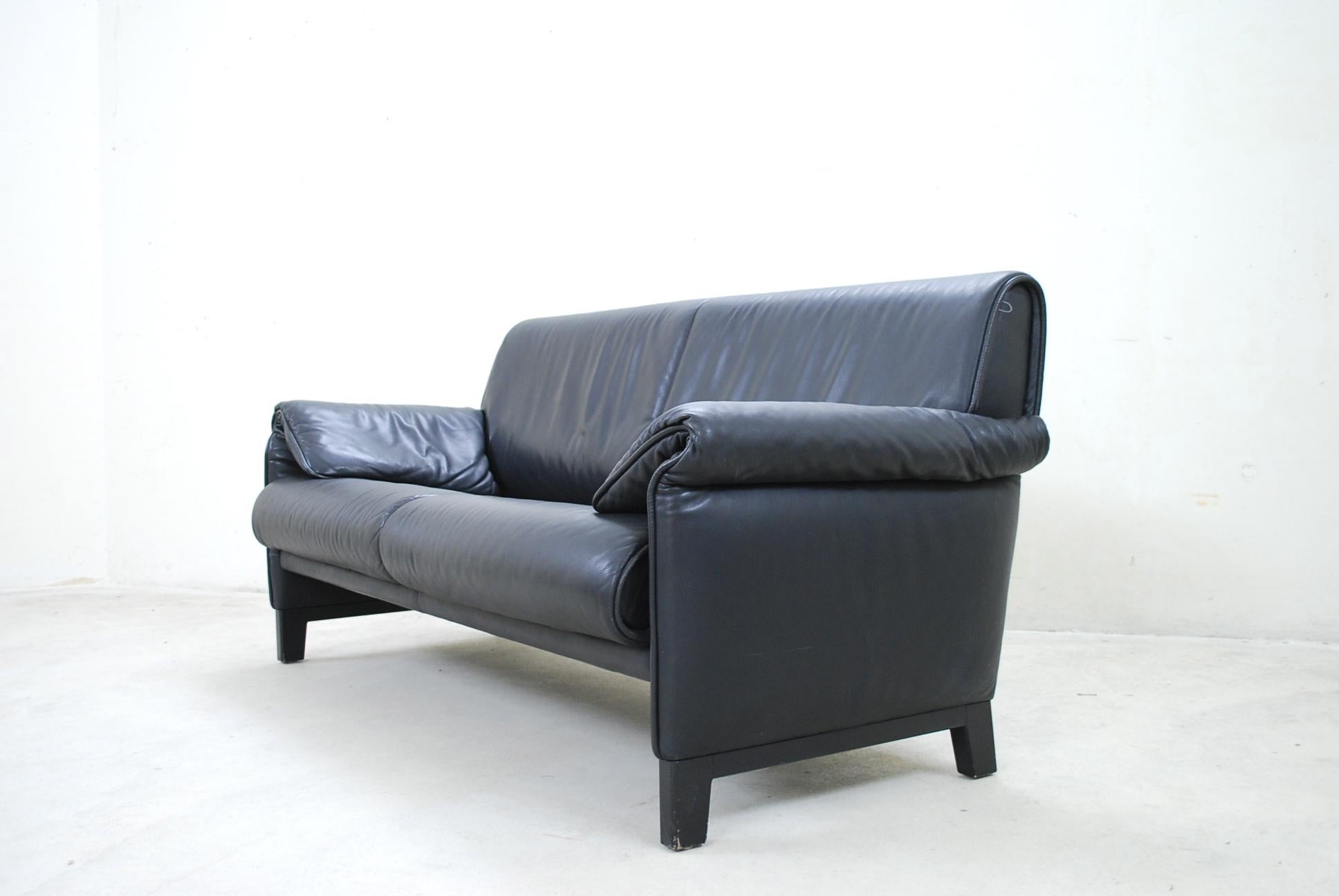 Blackened De Sede DS 14 Black Leather Sofa