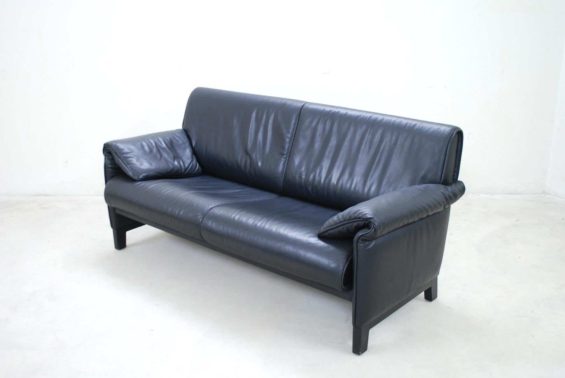 De Sede DS 14 Black Leather Sofa In Good Condition In Munich, Bavaria