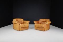 De Sede DS 14 Lounge Chairs in Patinated Cognac Leather, Switzerland, 1970s