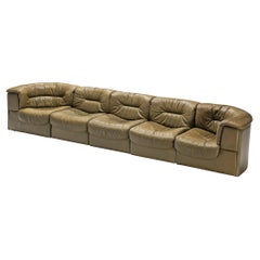 De Sede 'DS-14' Modular Sofa in Patinated Olive Green Leather