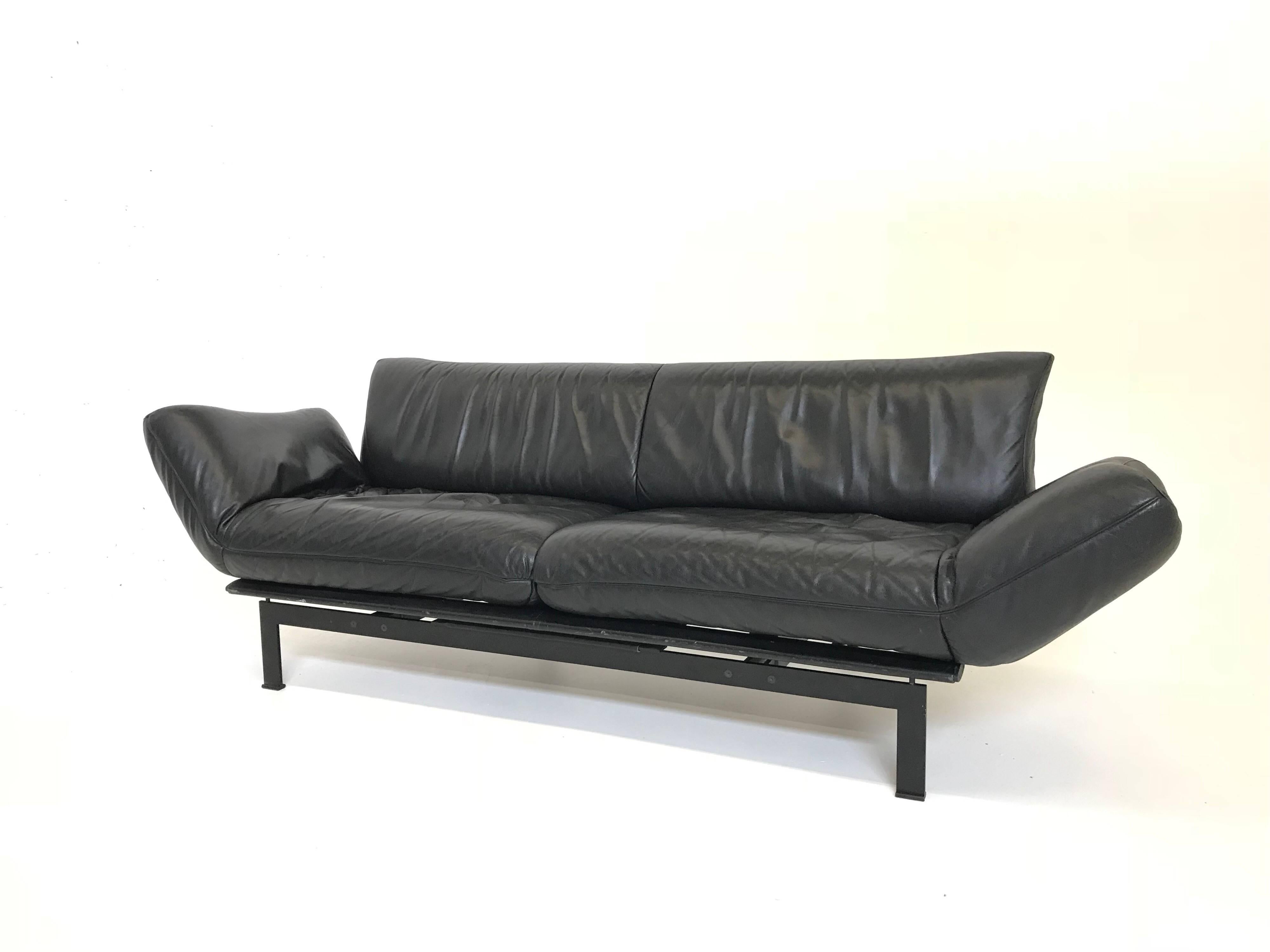 Late 20th Century De Sede DS 140 Black Sofa Chaise Lounge