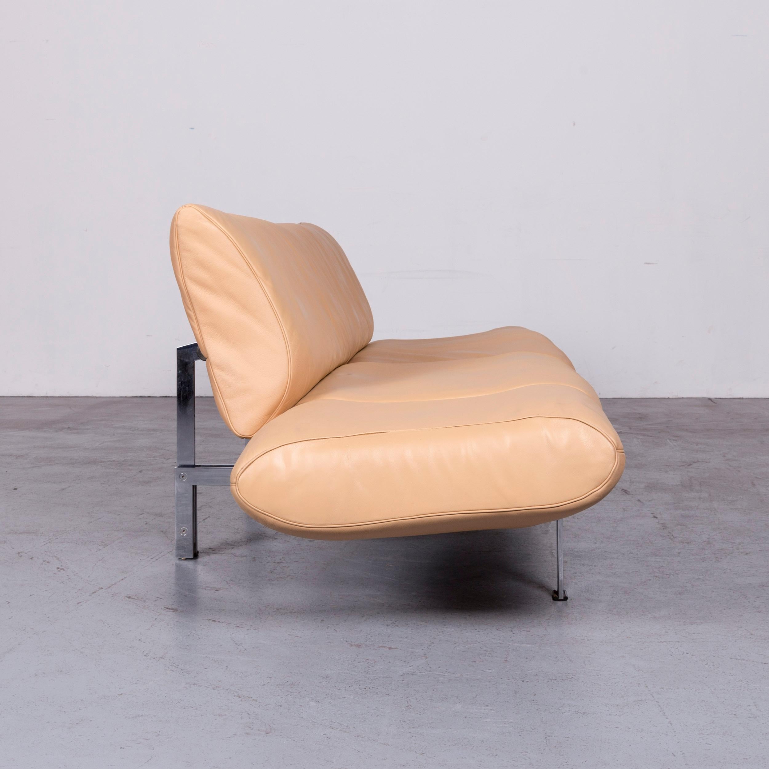 De Sede Ds 140 Designer Leather Sofa Beige Three-Seat Function Modern For Sale 6