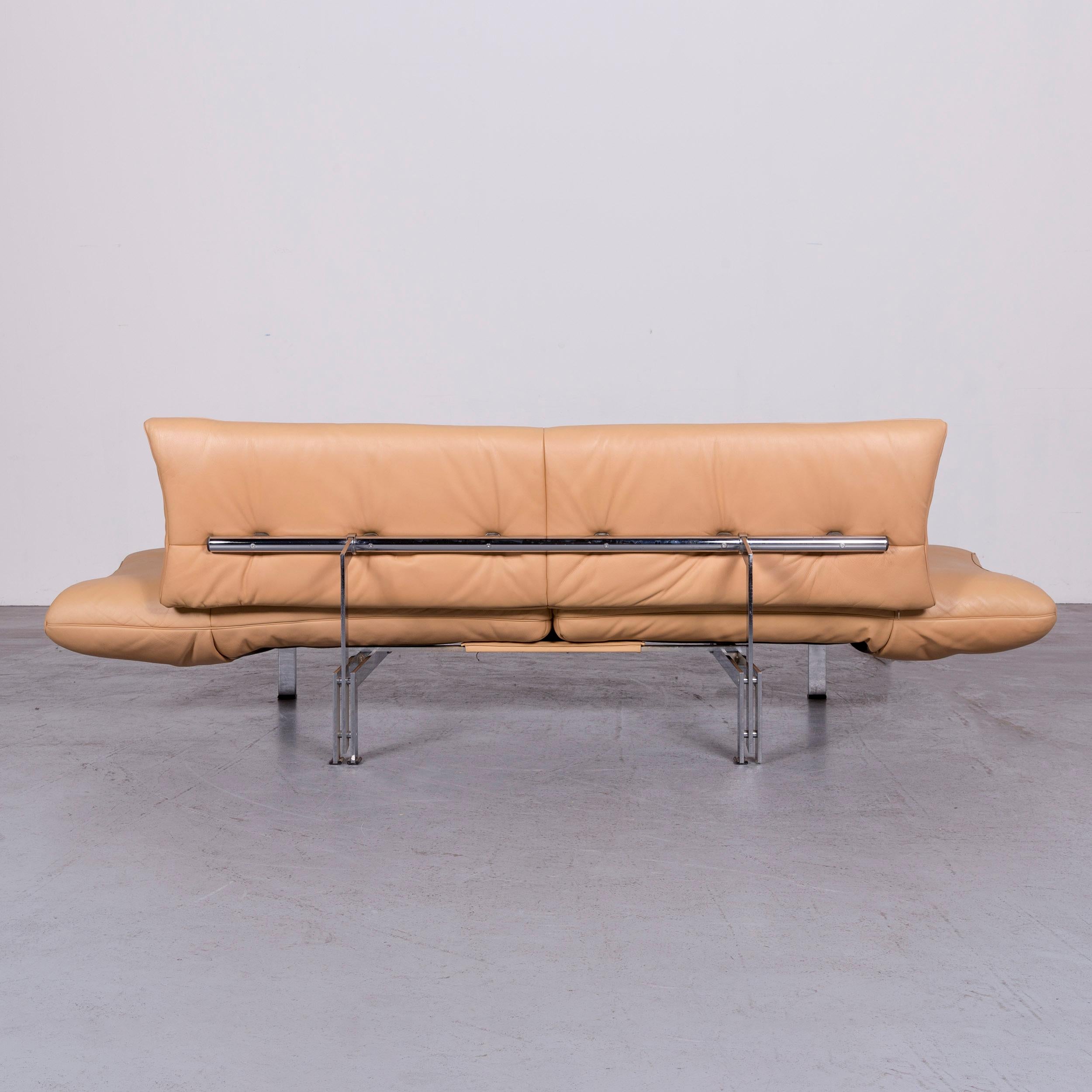 De Sede Ds 140 Designer Leather Sofa Beige Three-Seat Function Modern For Sale 7
