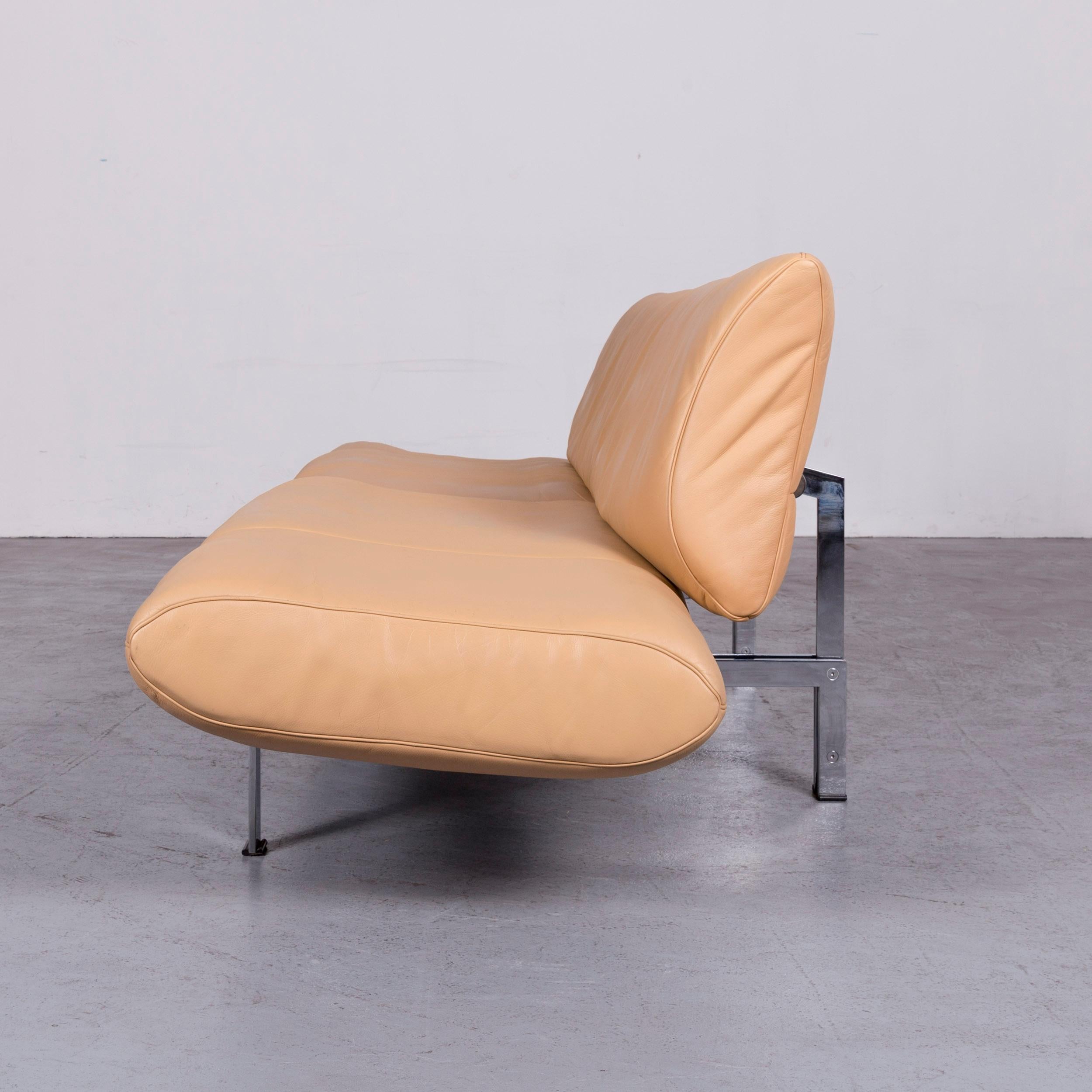 De Sede Ds 140 Designer Leather Sofa Beige Three-Seat Function Modern For Sale 8