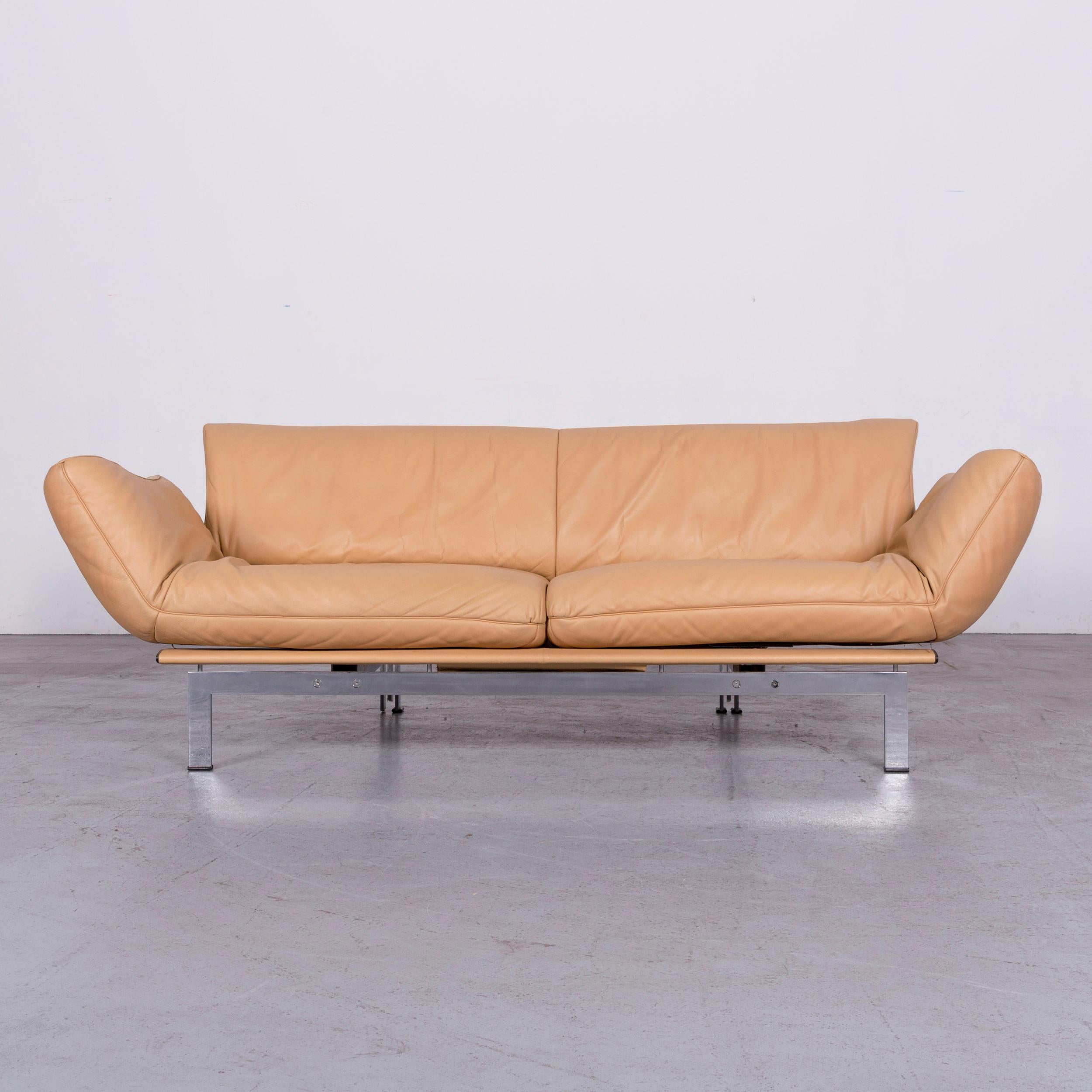 German De Sede Ds 140 Designer Leather Sofa Beige Three-Seat Function Modern For Sale