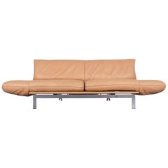 De Sede Ds 140 Designer Leather Sofa Beige Three-Seat Function Modern