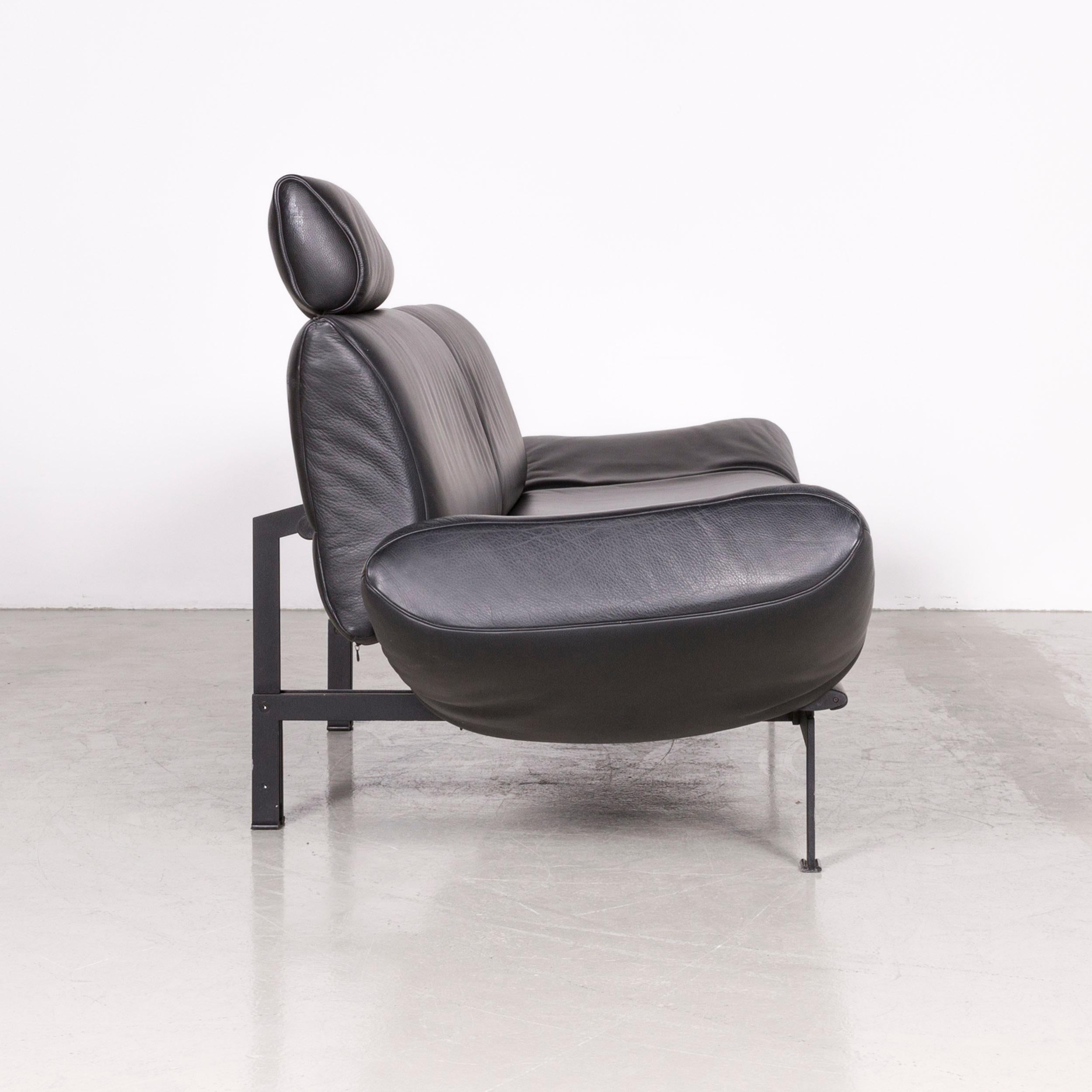 De Sede DS 140 Designer Leather Sofa Black Three-Seat Function Modern For Sale 6