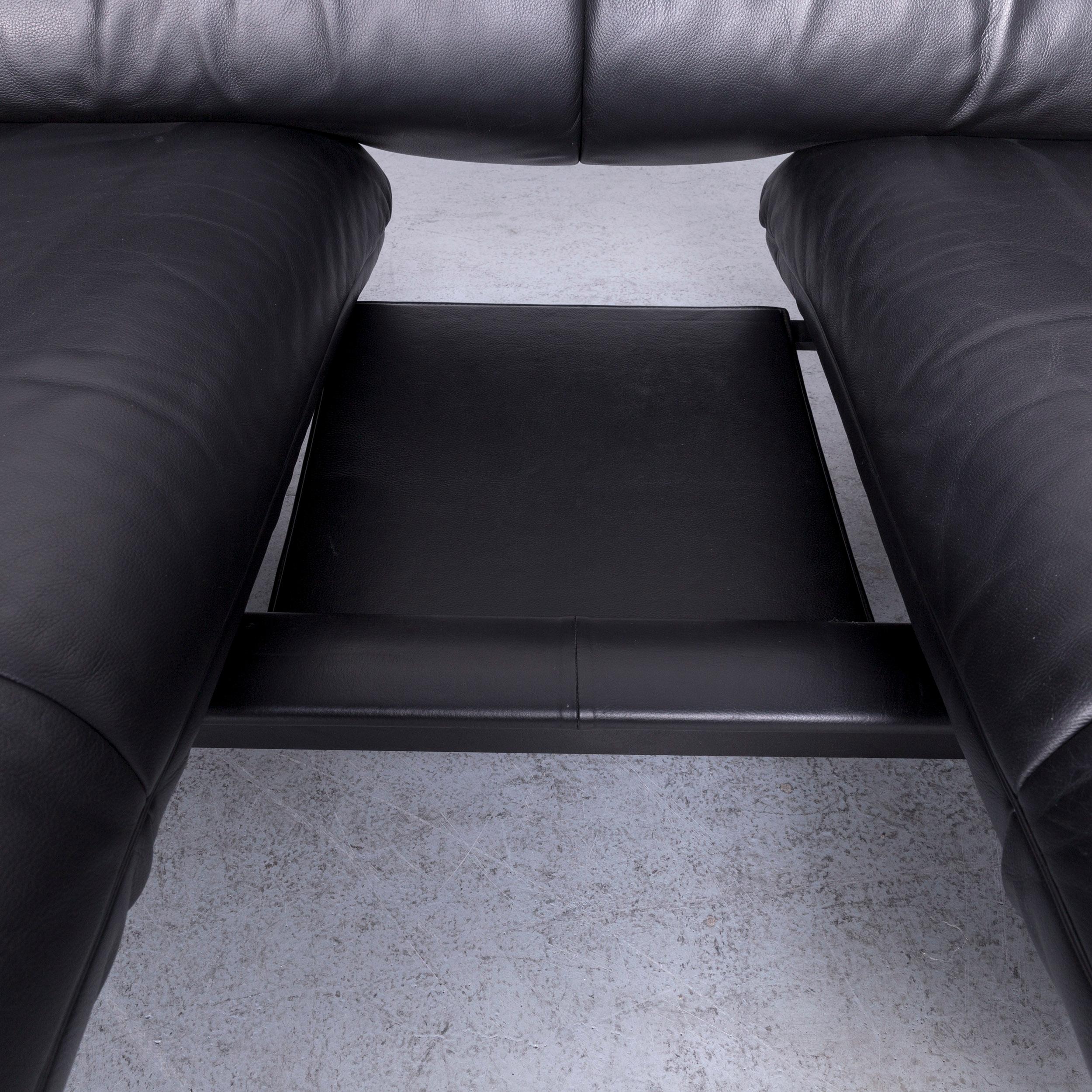 De Sede Ds 140 Designer Leather Sofa Black Three-Seat Function Modern For Sale 7