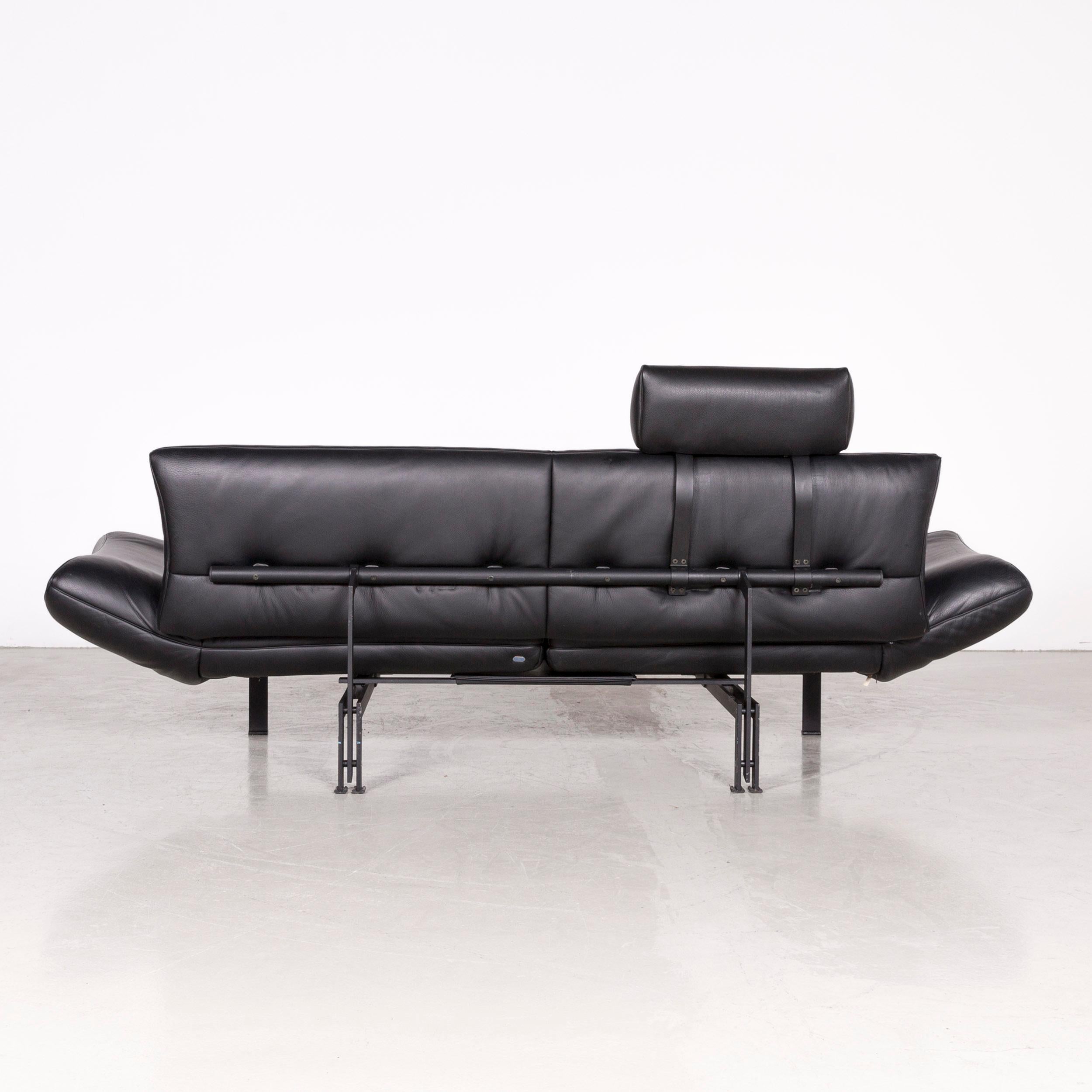 De Sede DS 140 Designer Leather Sofa Black Three-Seat Function Modern For Sale 7