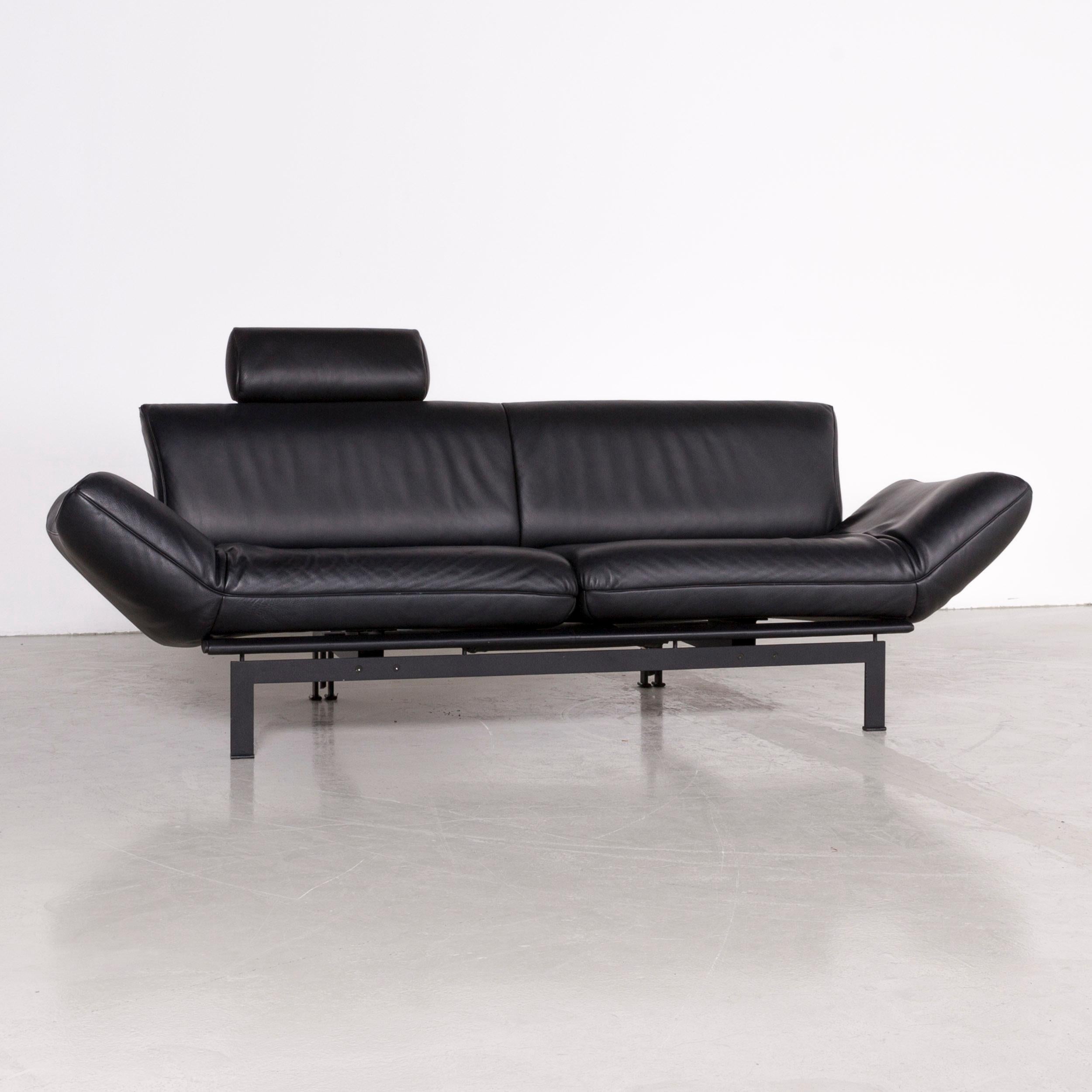 German De Sede DS 140 Designer Leather Sofa Black Three-Seat Function Modern For Sale