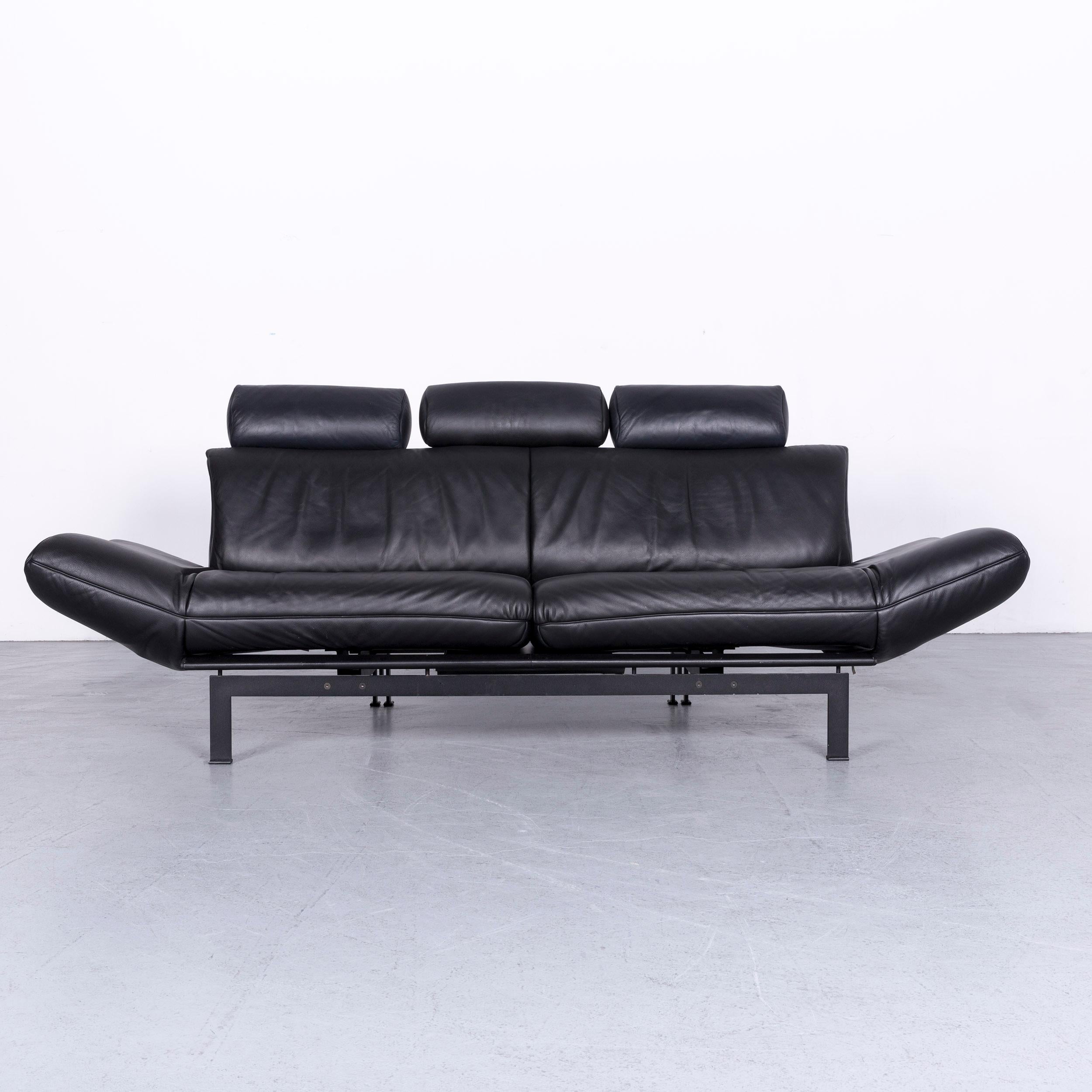 De Sede Ds 140 Designer Leather Sofa Black Three-Seat Function Modern In Excellent Condition For Sale In Cologne, DE