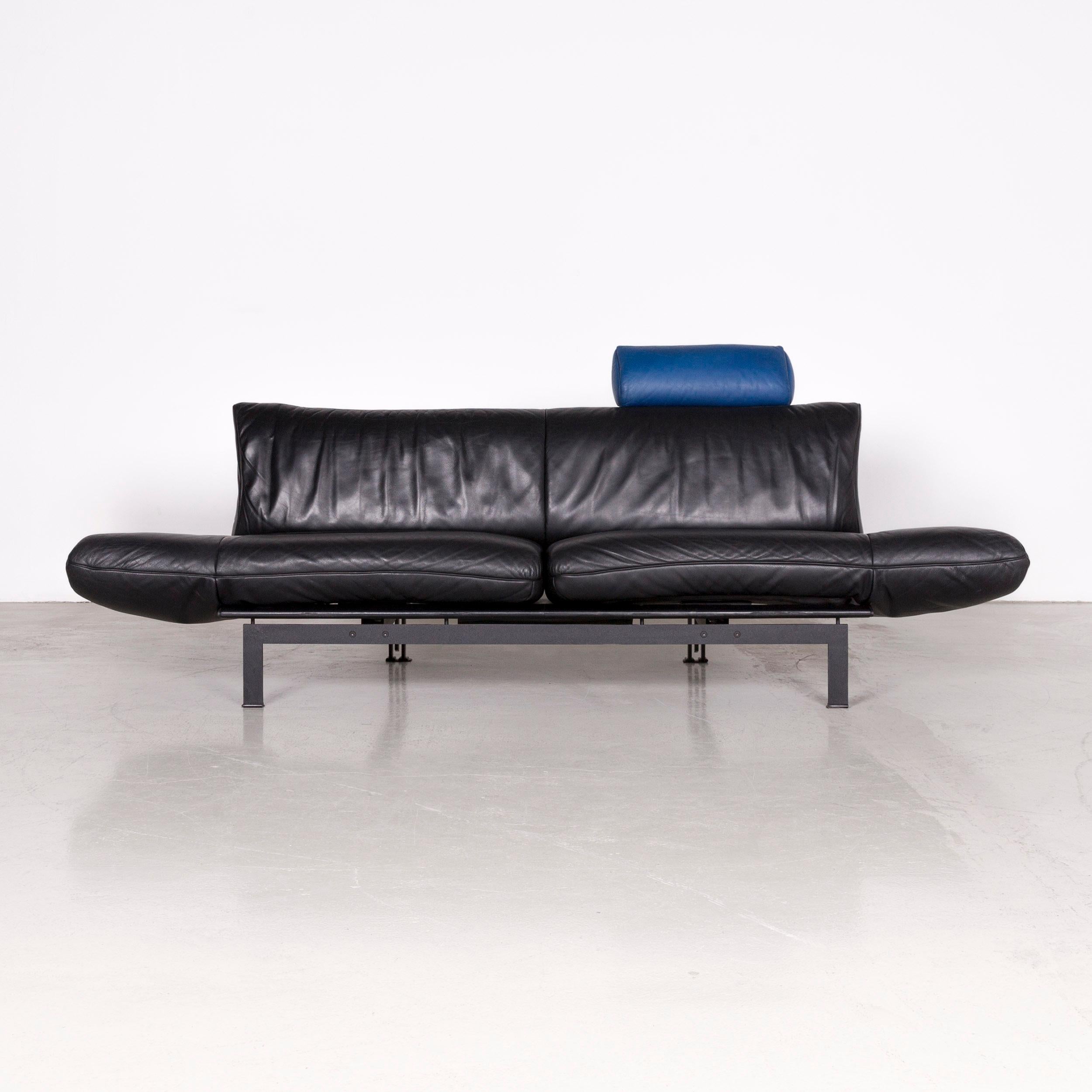 German De Sede DS 140 Designer Leather Sofa Black Three-Seat Function Modern For Sale