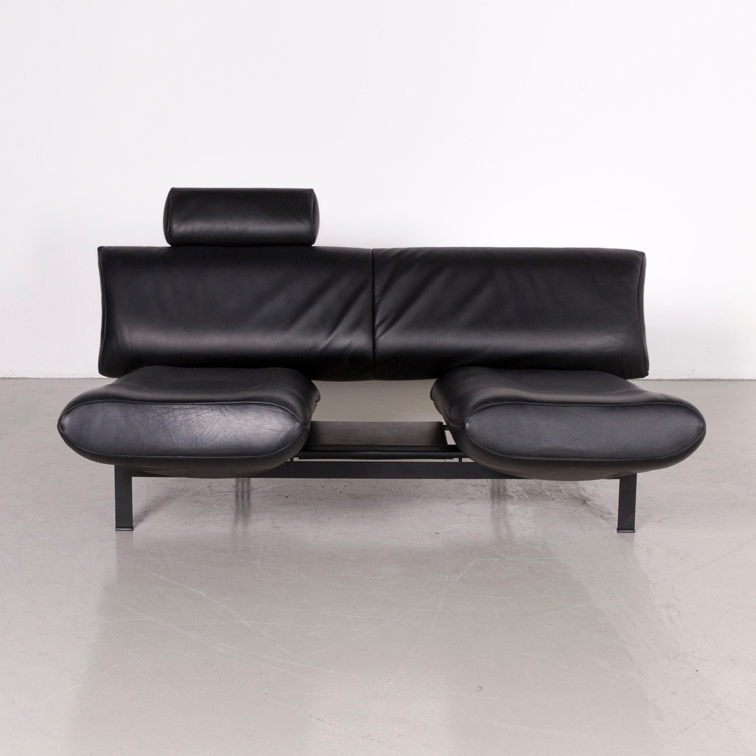 Contemporary De Sede DS 140 Designer Leather Sofa Black Three-Seat Function Modern For Sale