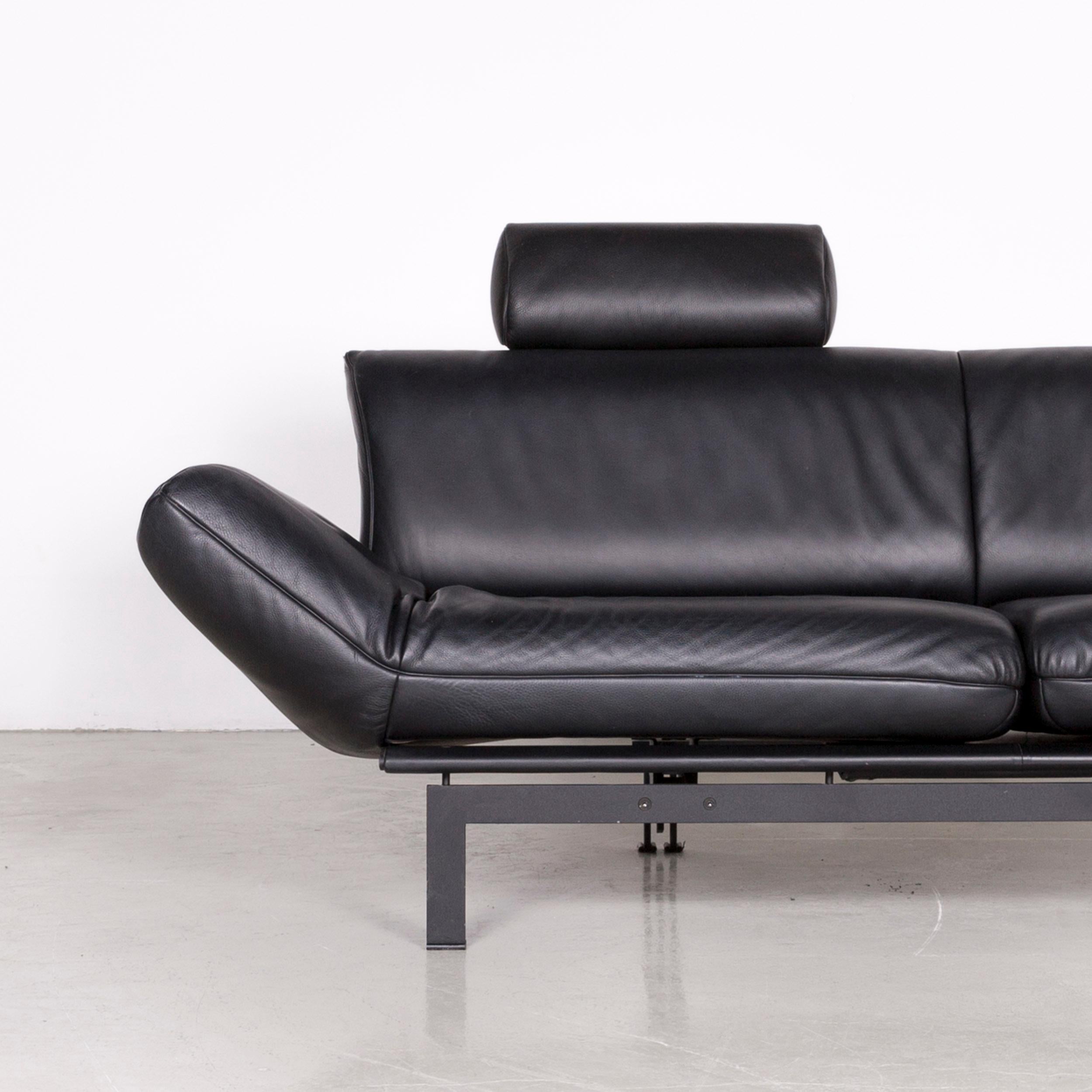 De Sede DS 140 Designer Leather Sofa Black Three-Seat Function Modern For Sale 1