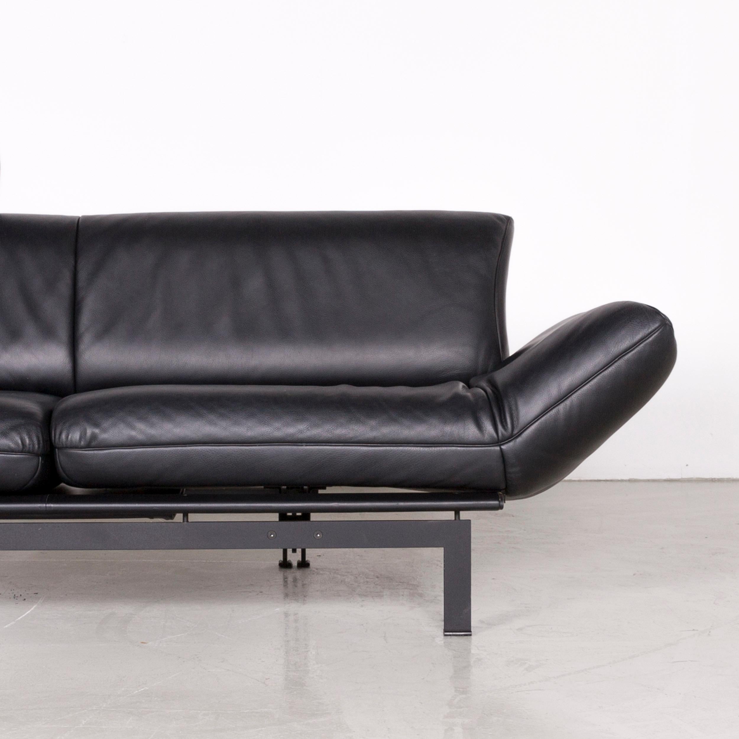 De Sede DS 140 Designer Leather Sofa Black Three-Seat Function Modern For Sale 2
