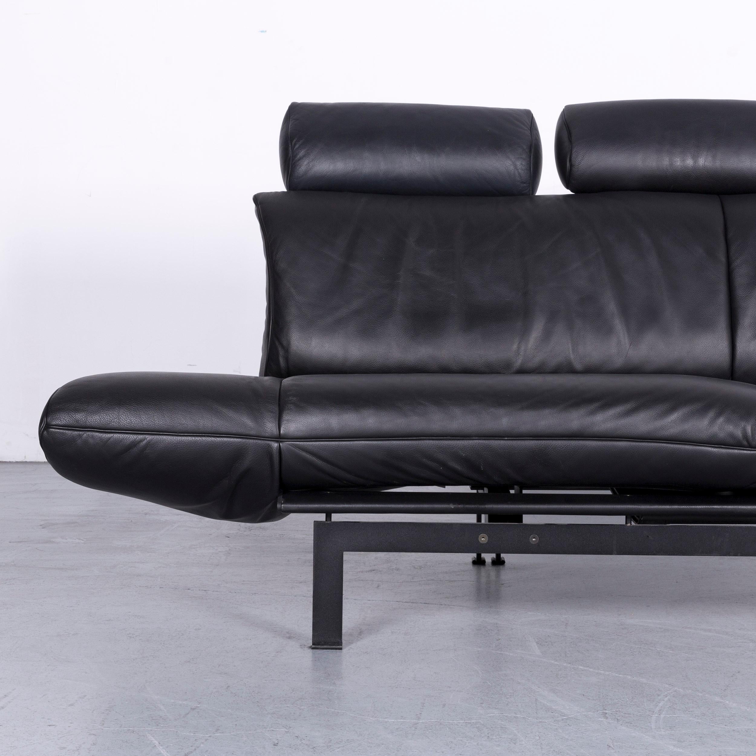 De Sede Ds 140 Designer Leather Sofa Black Three-Seat Function Modern For Sale 3