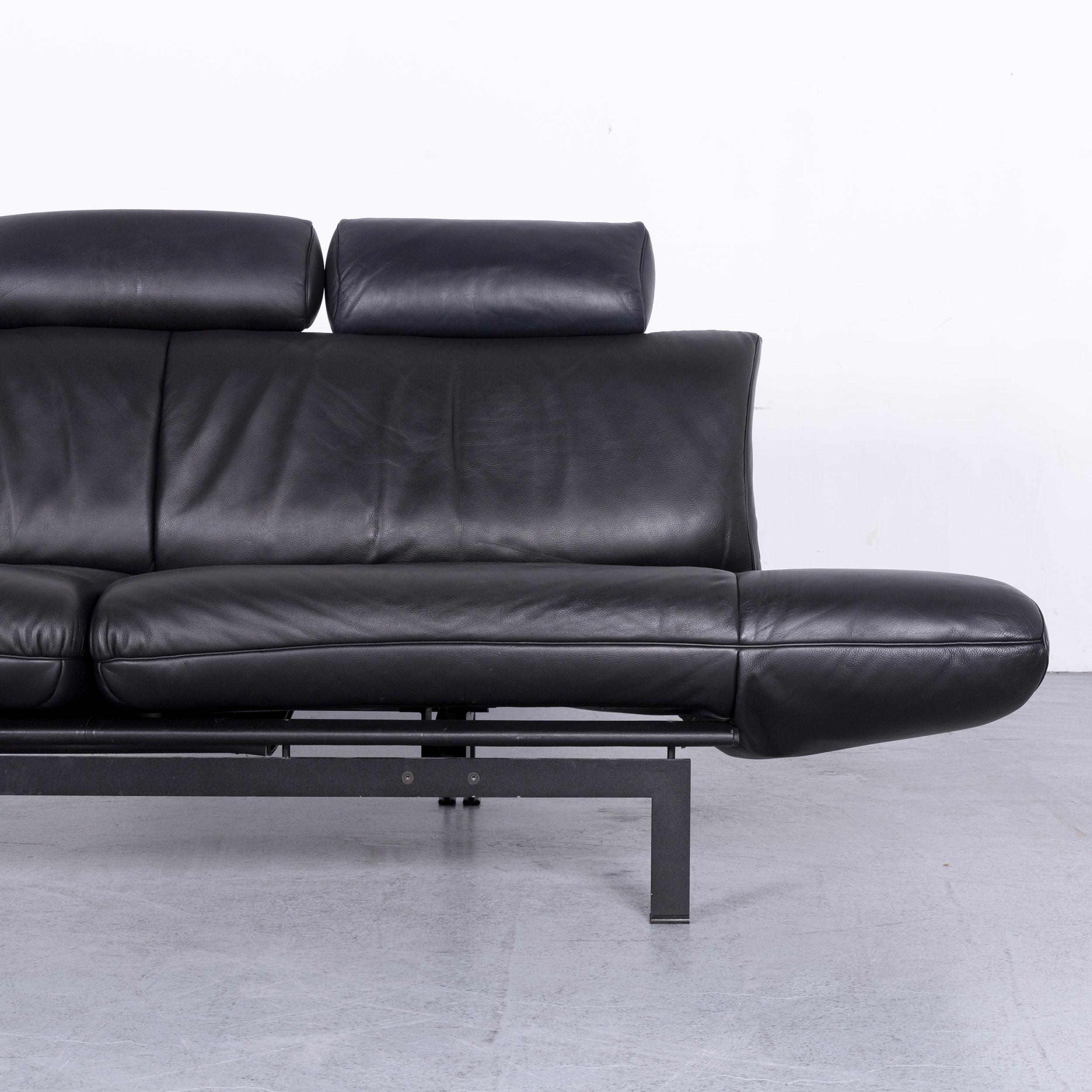De Sede Ds 140 Designer Leather Sofa Black Three-Seat Function Modern For Sale 4