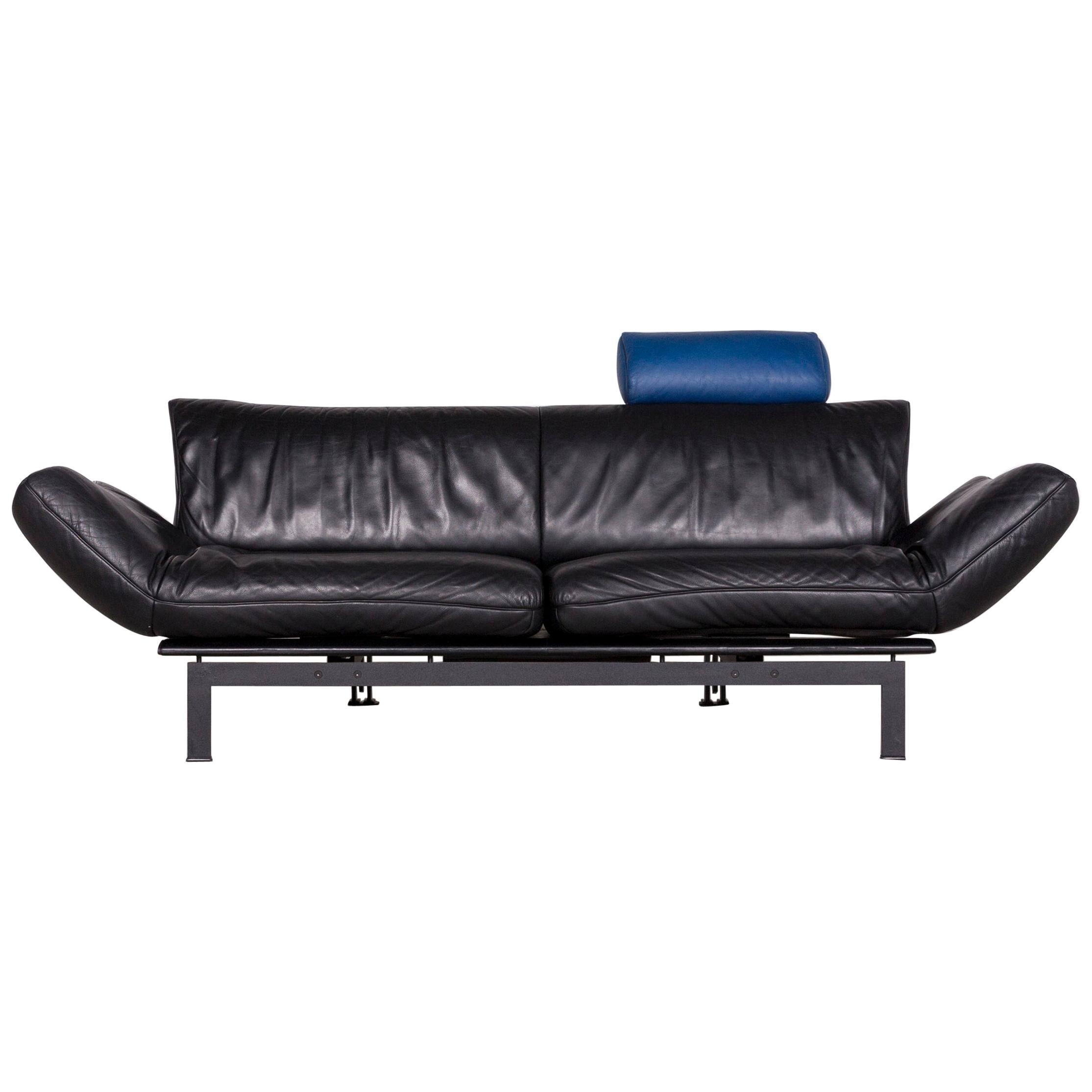 De Sede DS 140 Designer Leather Sofa Black Three-Seat Function Modern For Sale