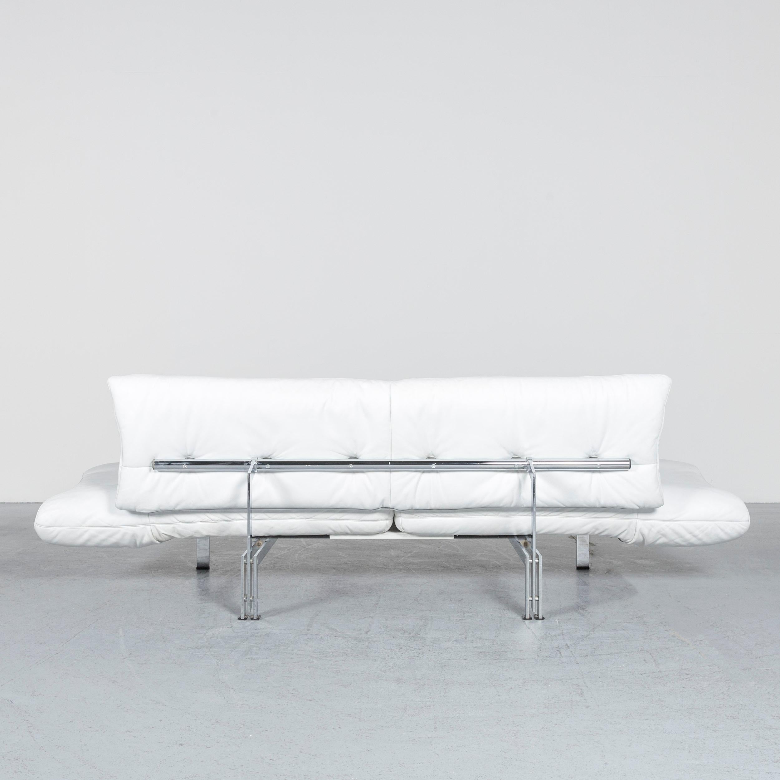 De Sede Ds 140 Designer Leather Sofa White Three-Seat Function Modern For Sale 8