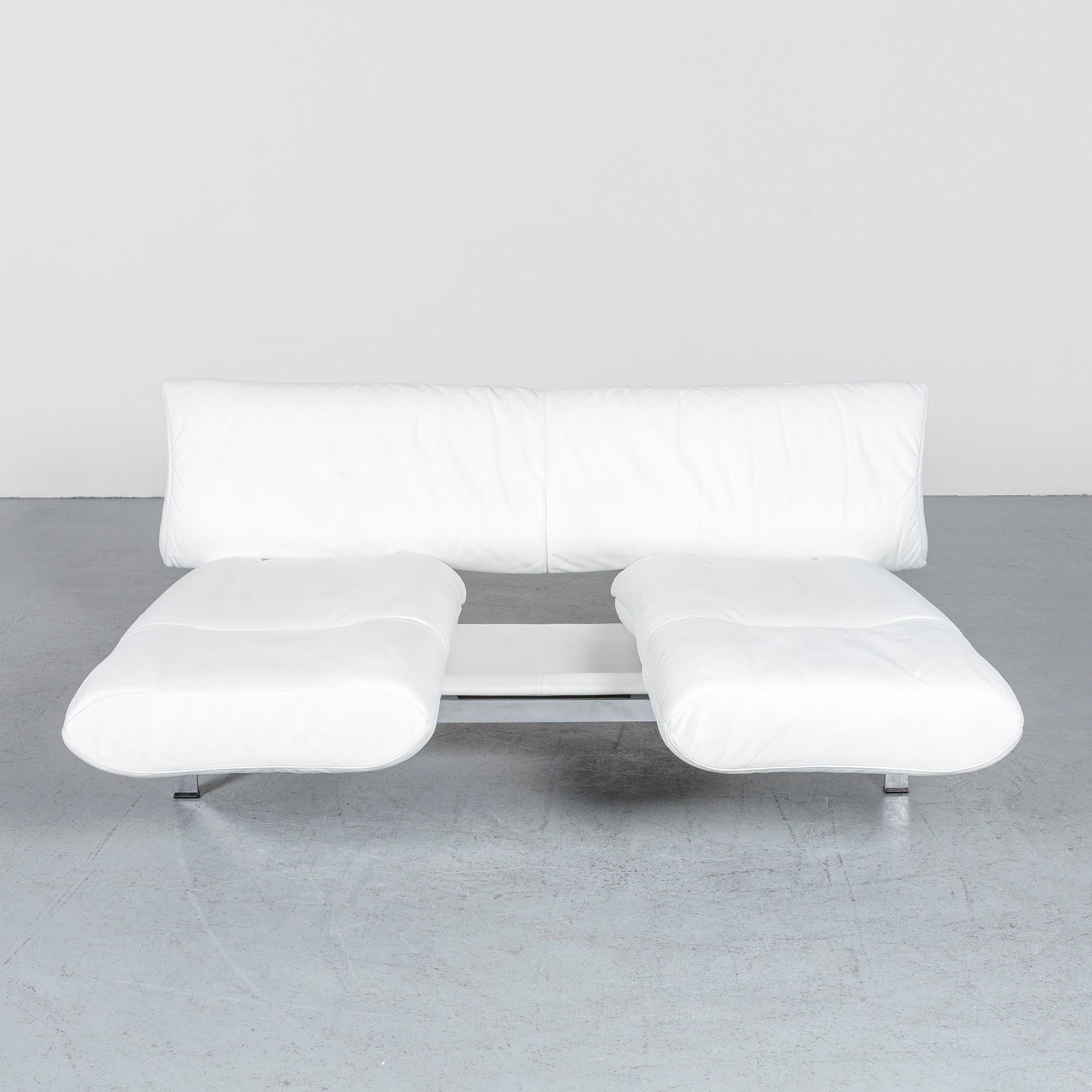 De Sede Ds 140 Designer Leather Sofa White Three-Seat Function Modern For Sale 10