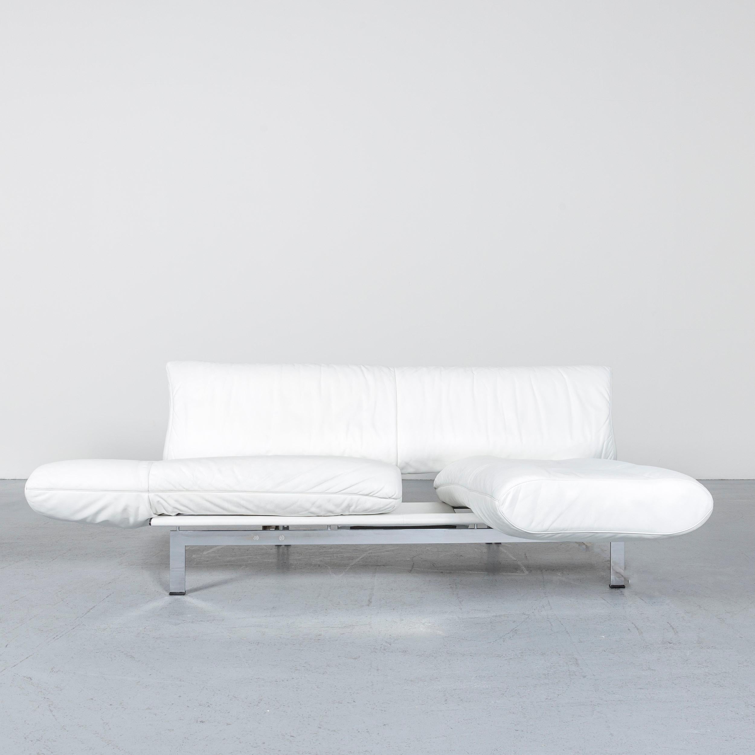 Contemporary De Sede Ds 140 Designer Leather Sofa White Three-Seat Function Modern For Sale